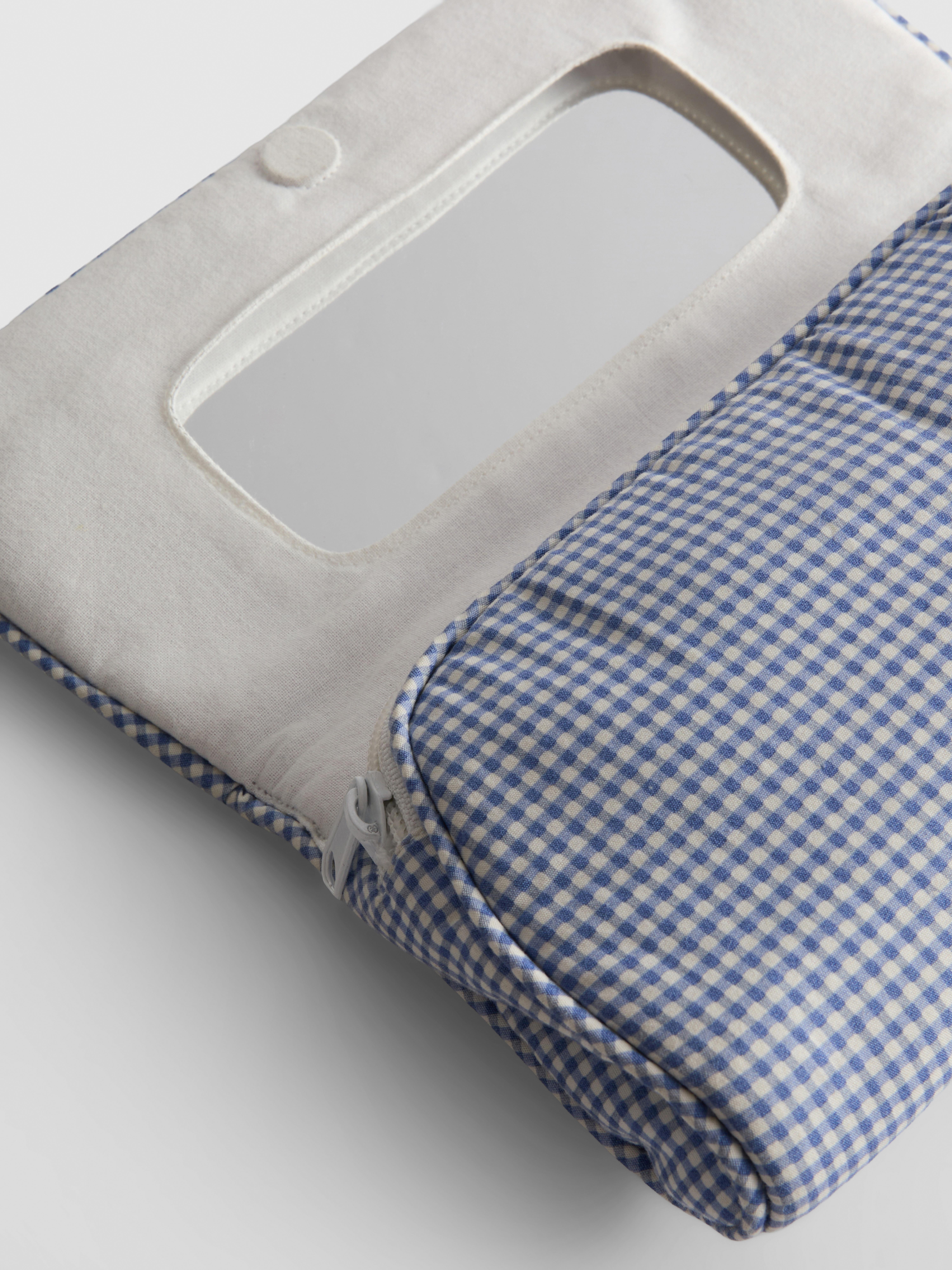 Gingham Check Canvas Makeup Bag