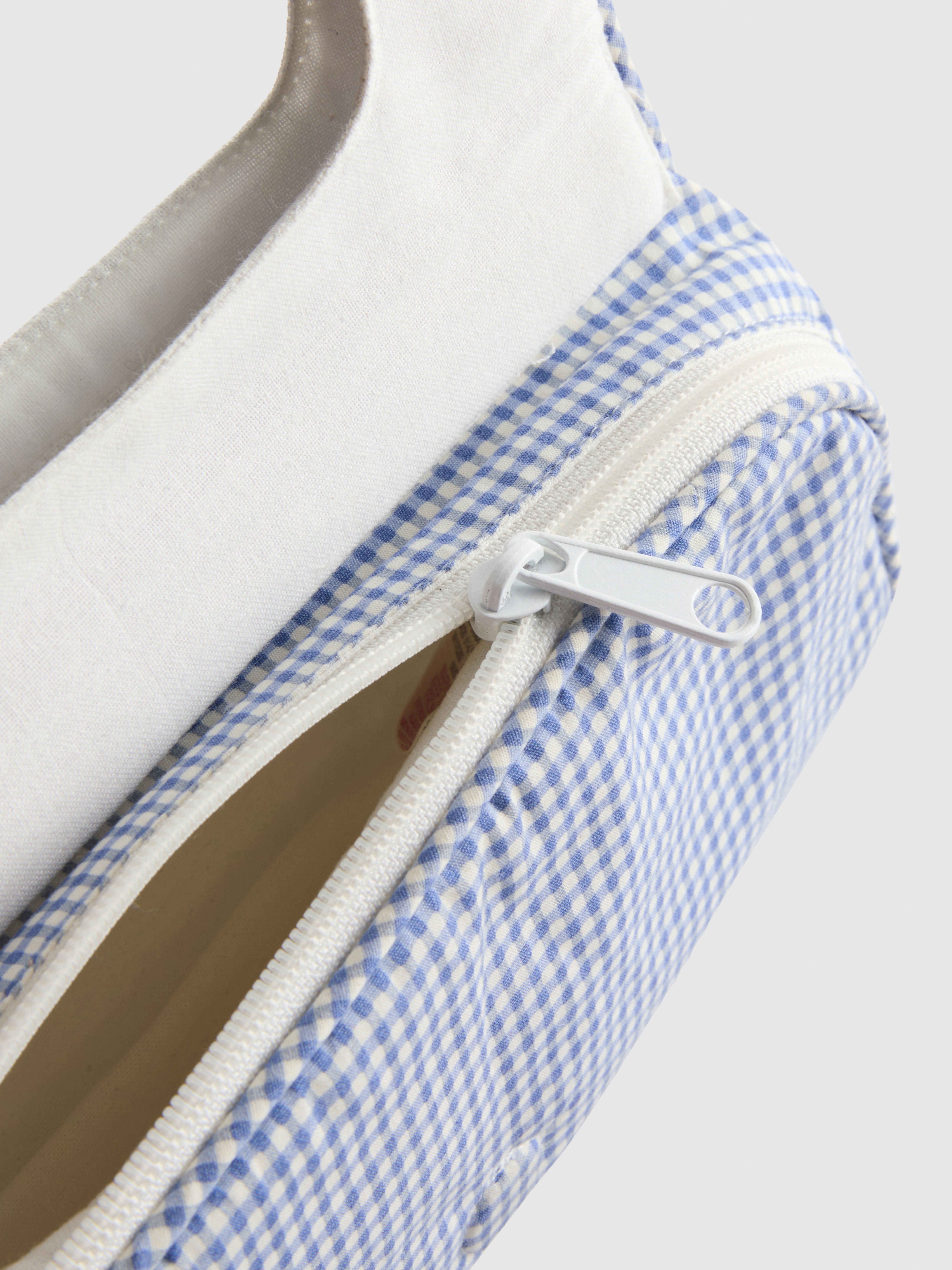 Gingham Check Canvas Makeup Bag