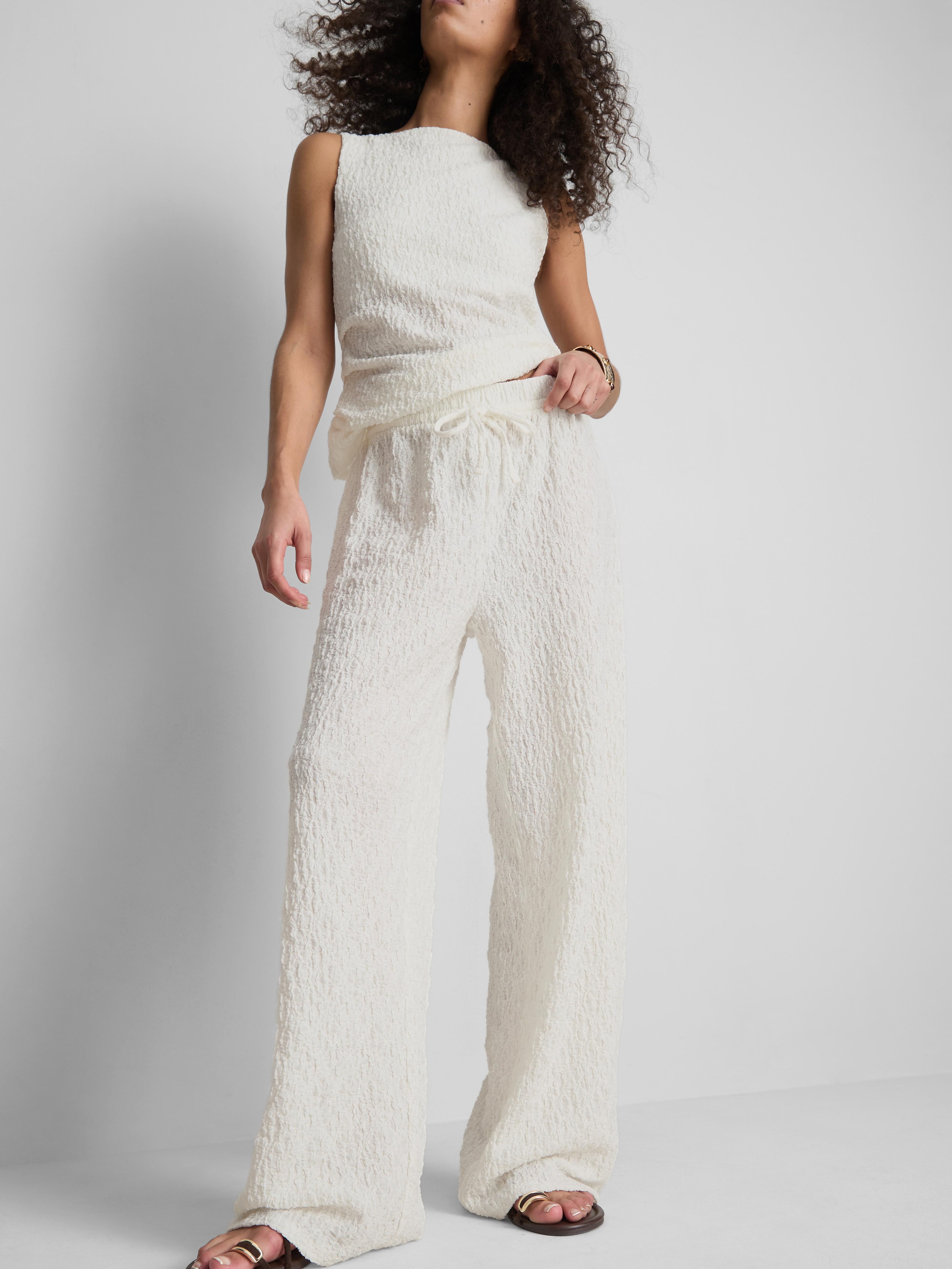 Paula Echevarría Crinkle Wide Leg Trousers
