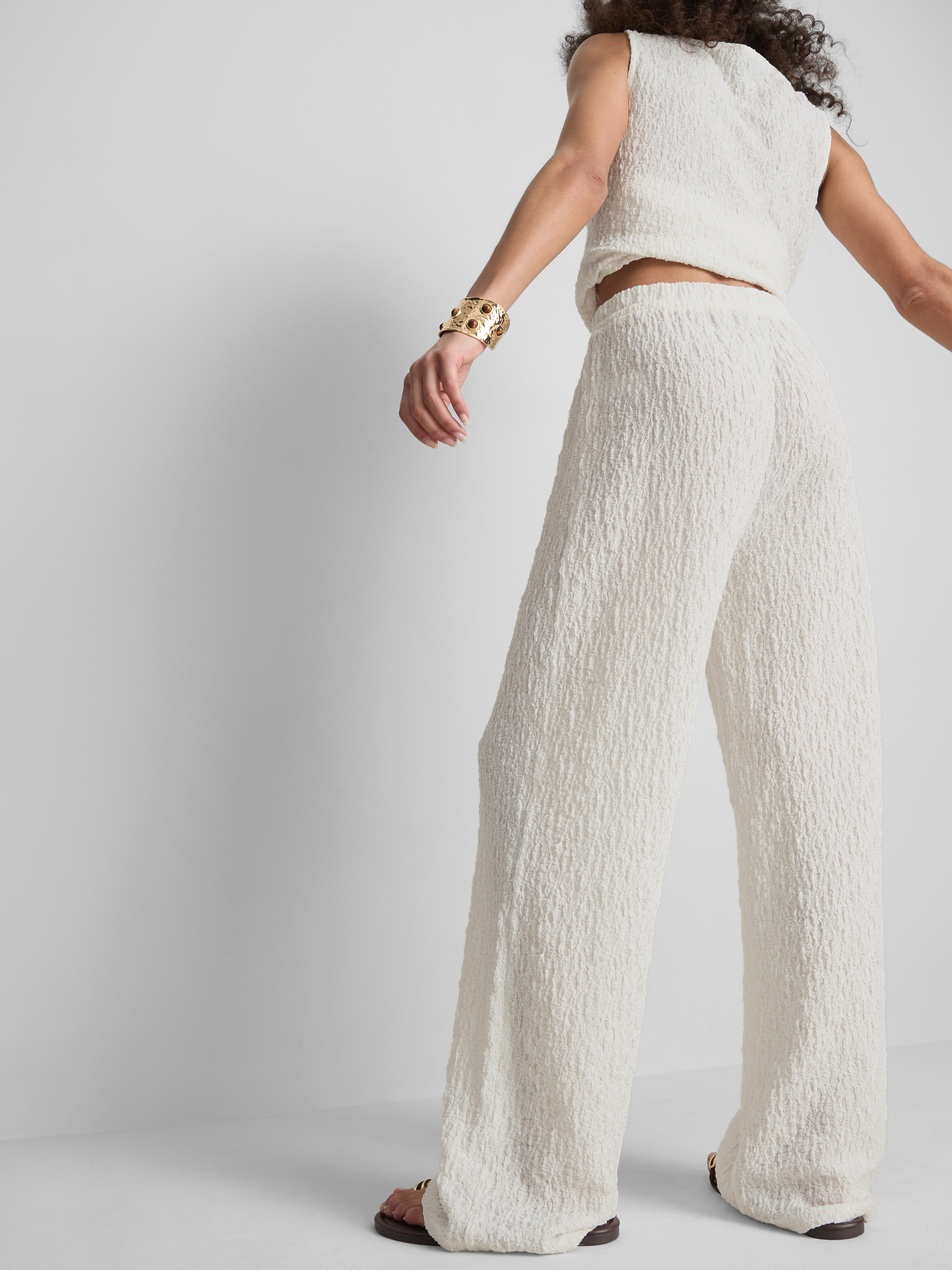Paula Echevarría Crinkle Wide Leg Trousers