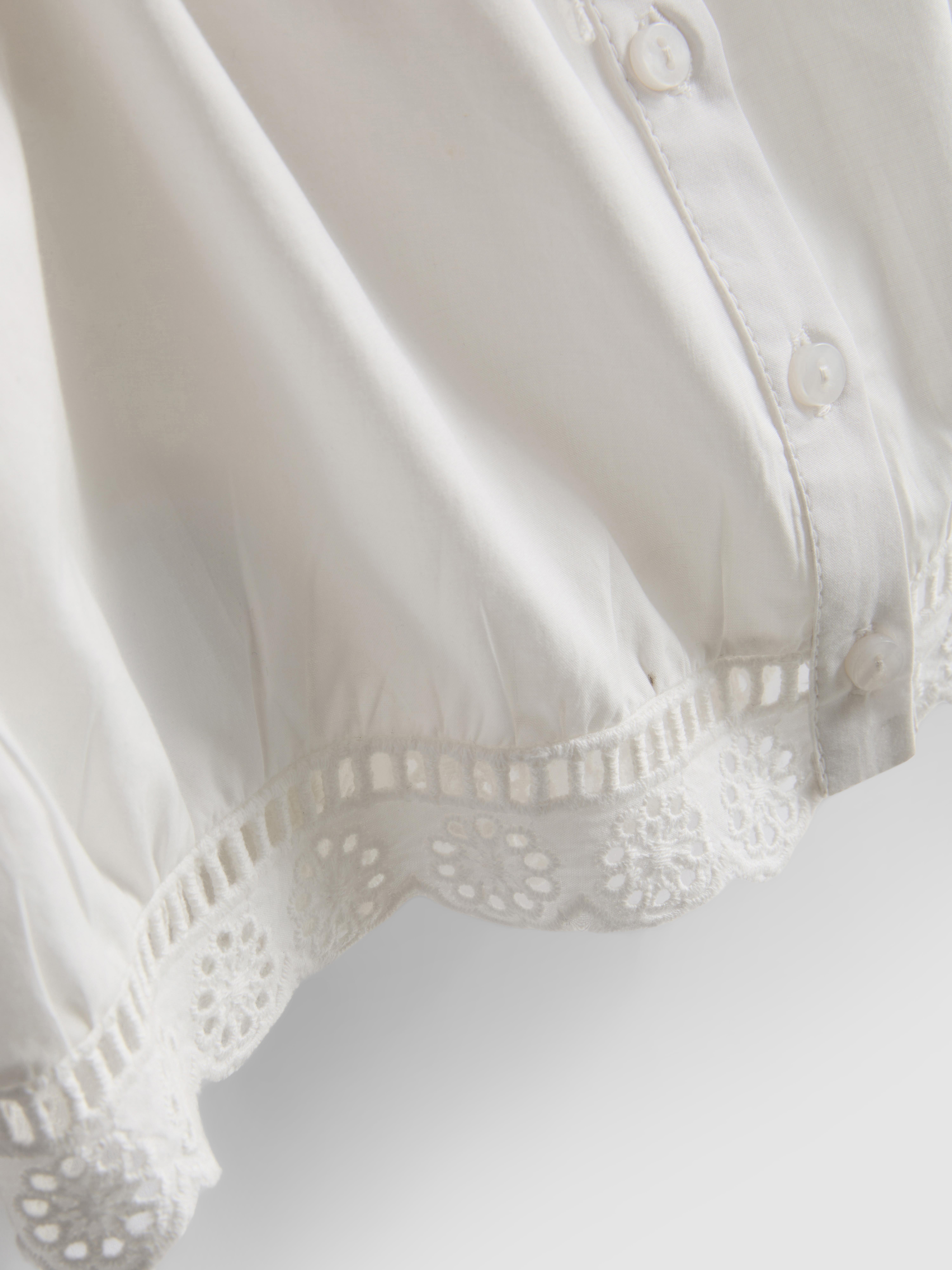 Cotton Cropped Puff Sleeve Poplin Top