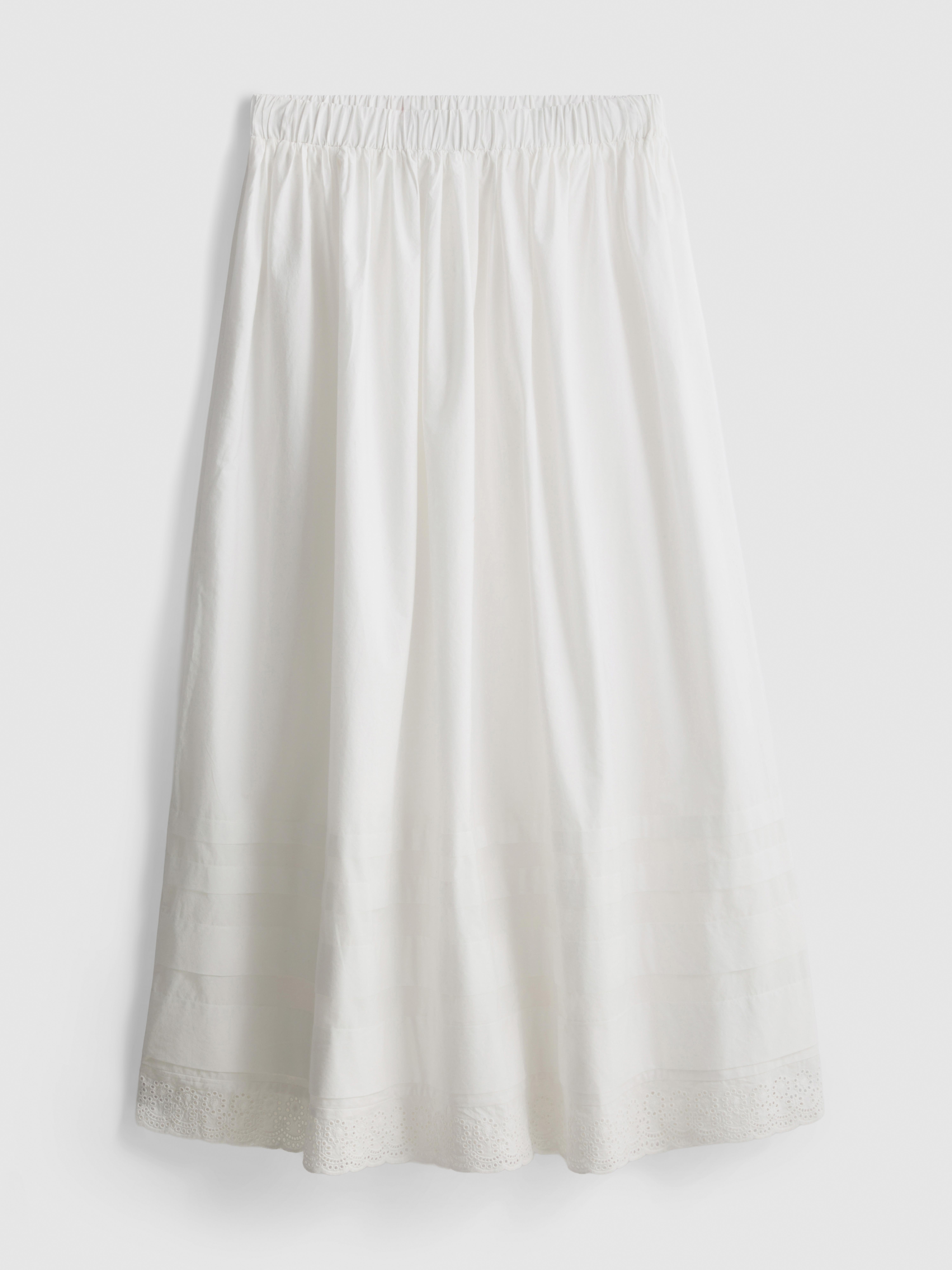 Cotton Broderie Midi Skirt