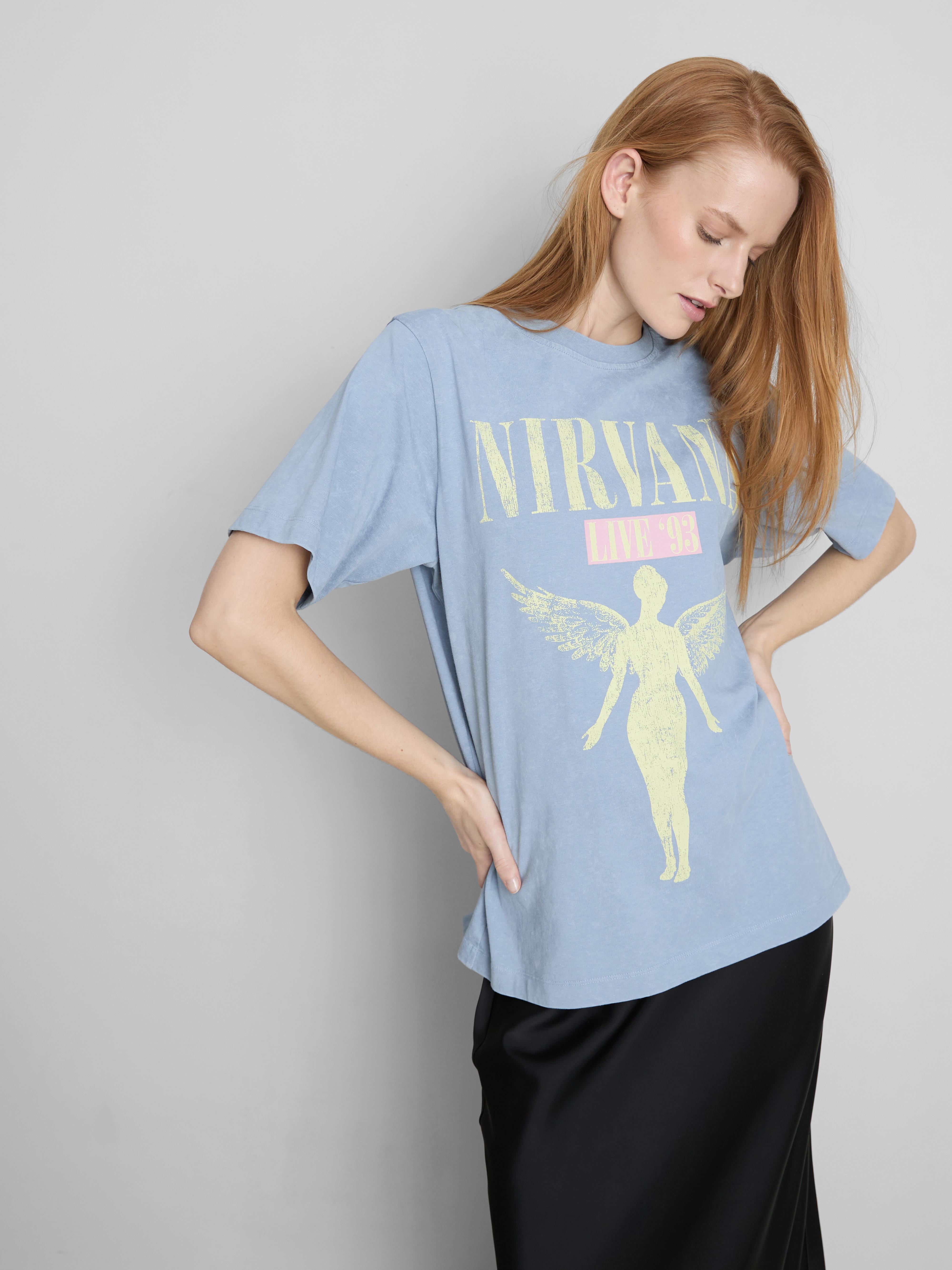 Lässiges Band-T-Shirt mit „Nirvana Engel“-Grafik