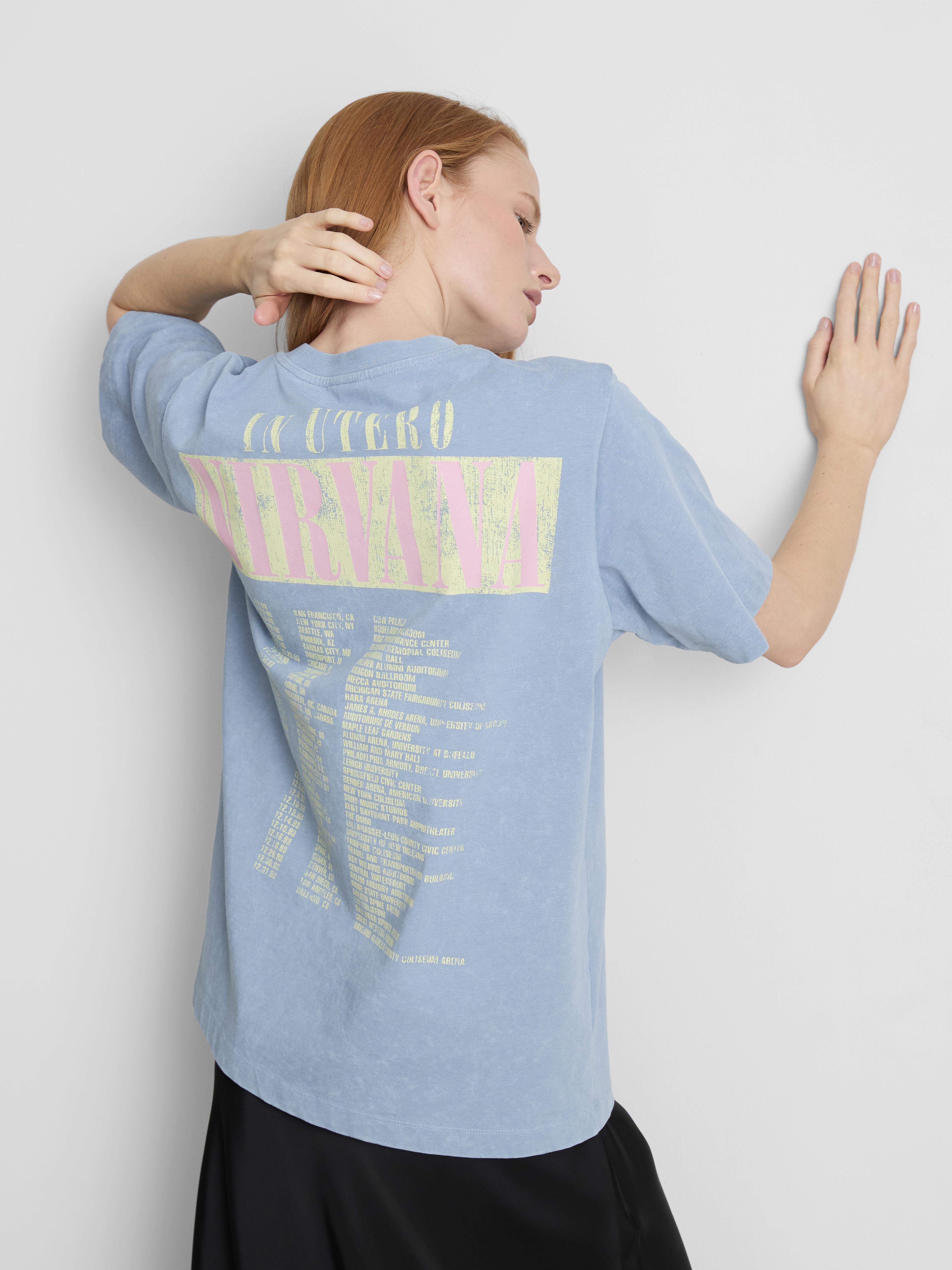 Lässiges Band-T-Shirt mit „Nirvana Engel“-Grafik