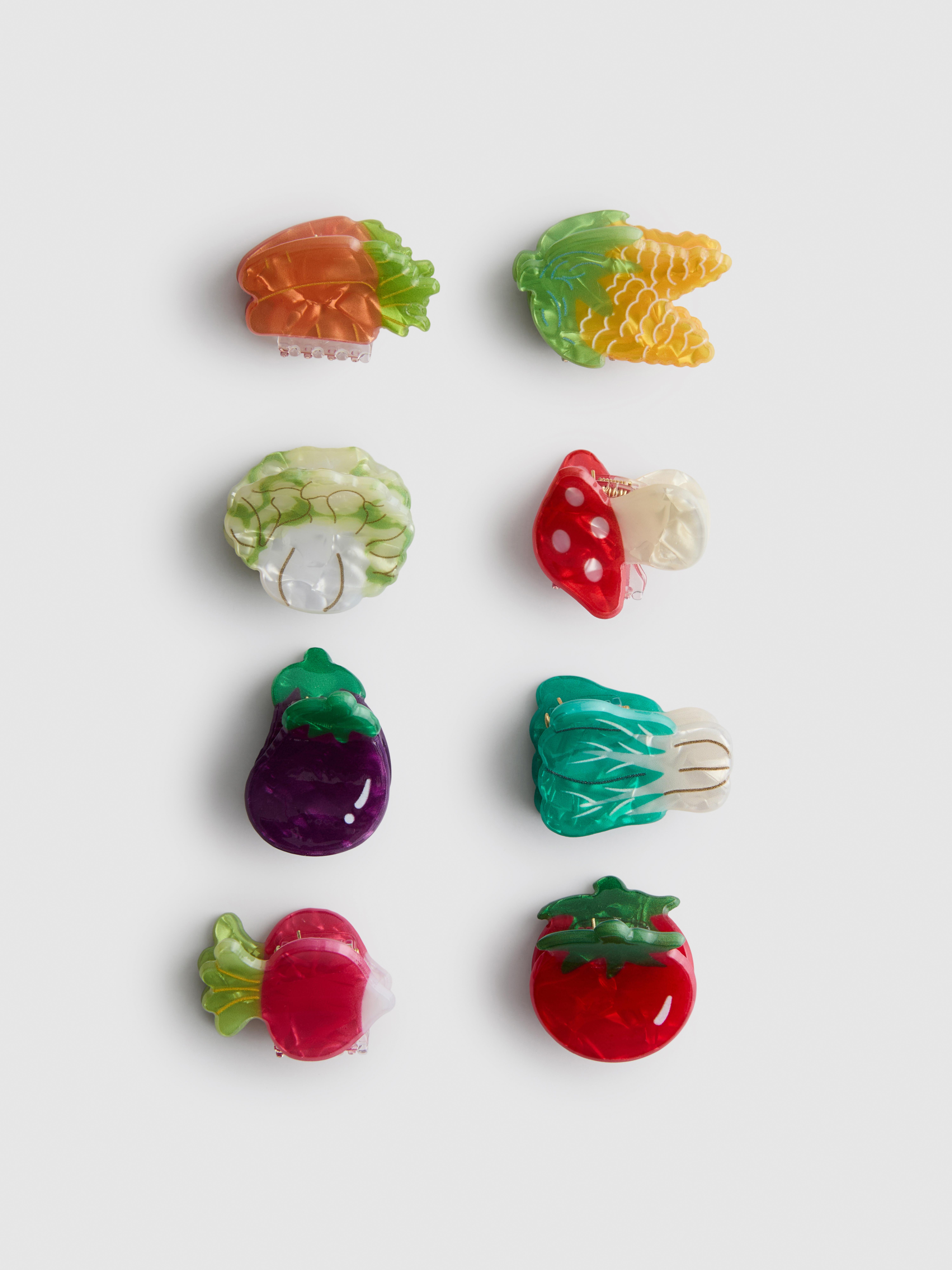 Mini-Haarklammern in Gemüseform, 8er-Pack