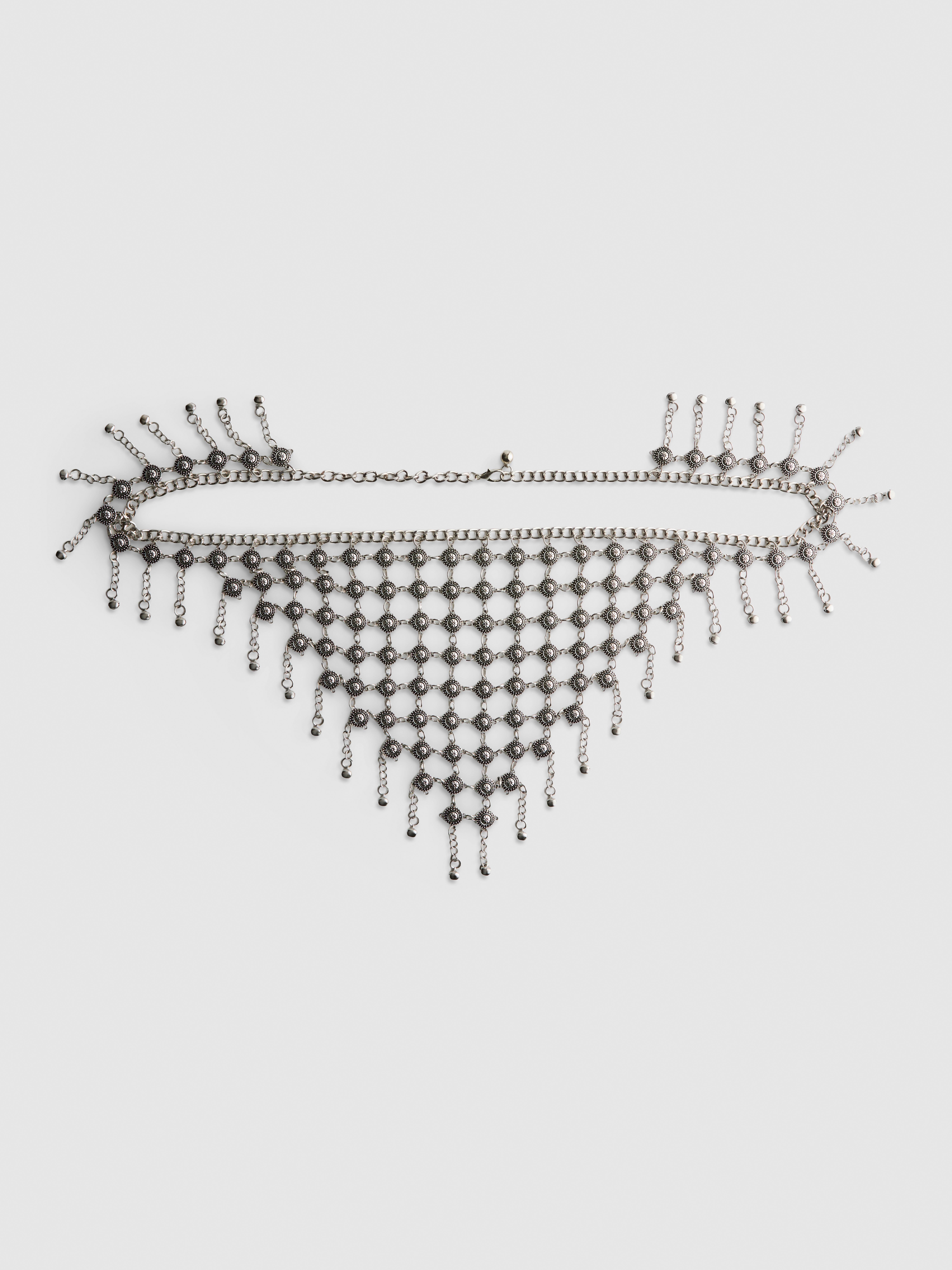Cintura a catena metallizzata a forma di foulard