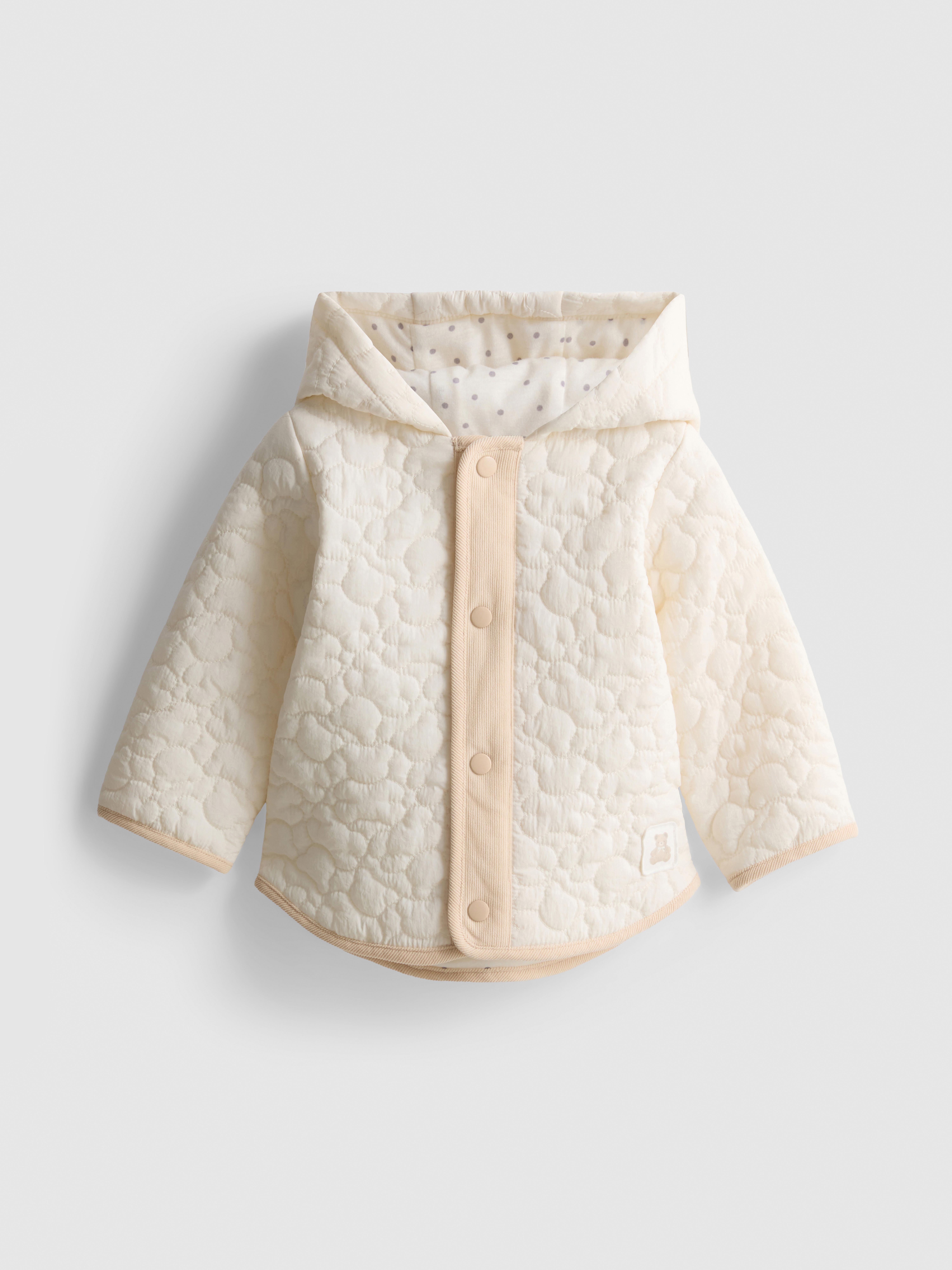 My Fur Baby マイファーベイビー MOMパーカー ダウンジャケット Baby Boys;Girls;Unisex White 0-18mths | Bear Quilted Newborn