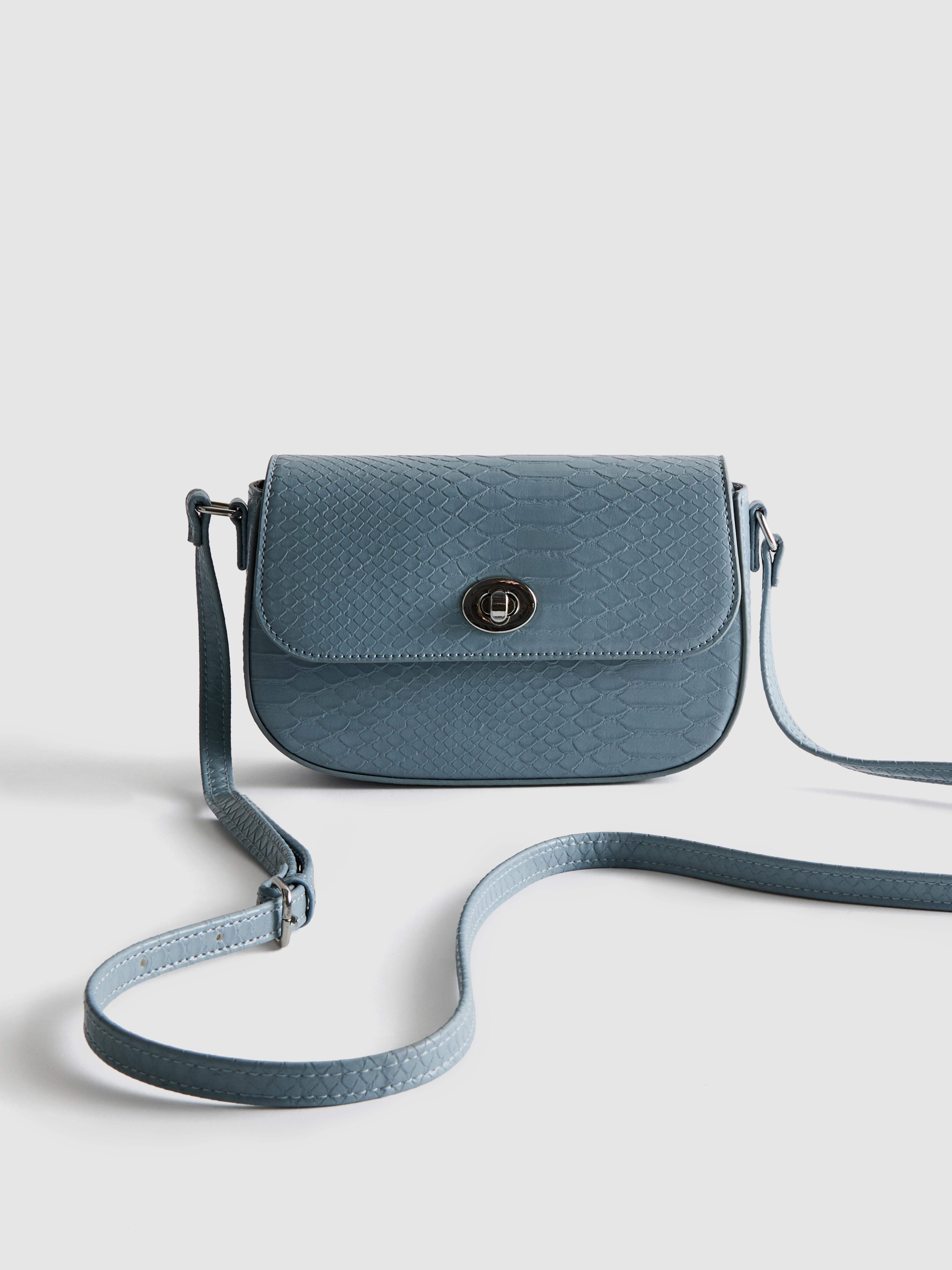 Malá textúrovaná crossbody kabelka Modrá