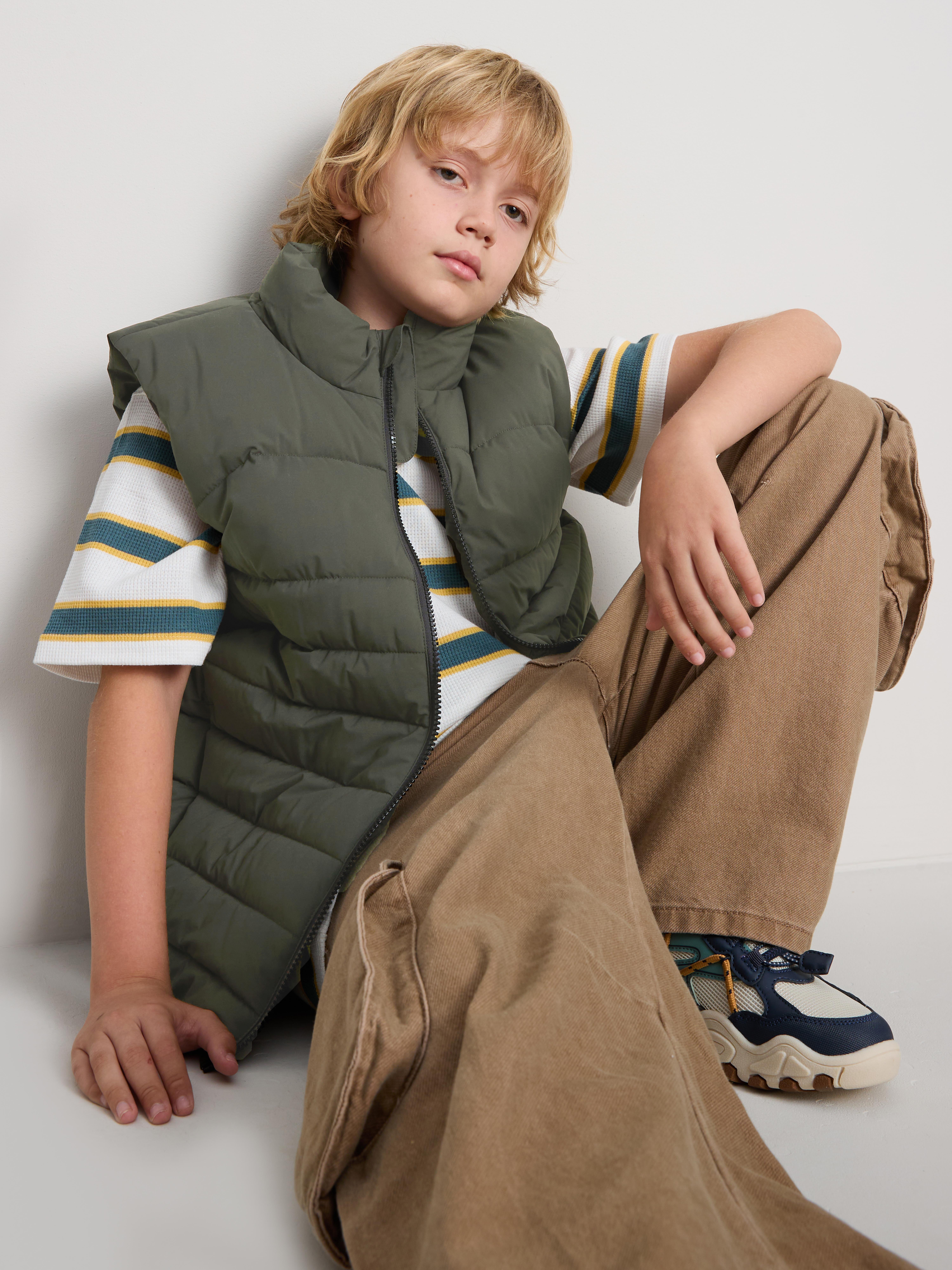 7-15yrs | Funnel Neck Gilet Khaki