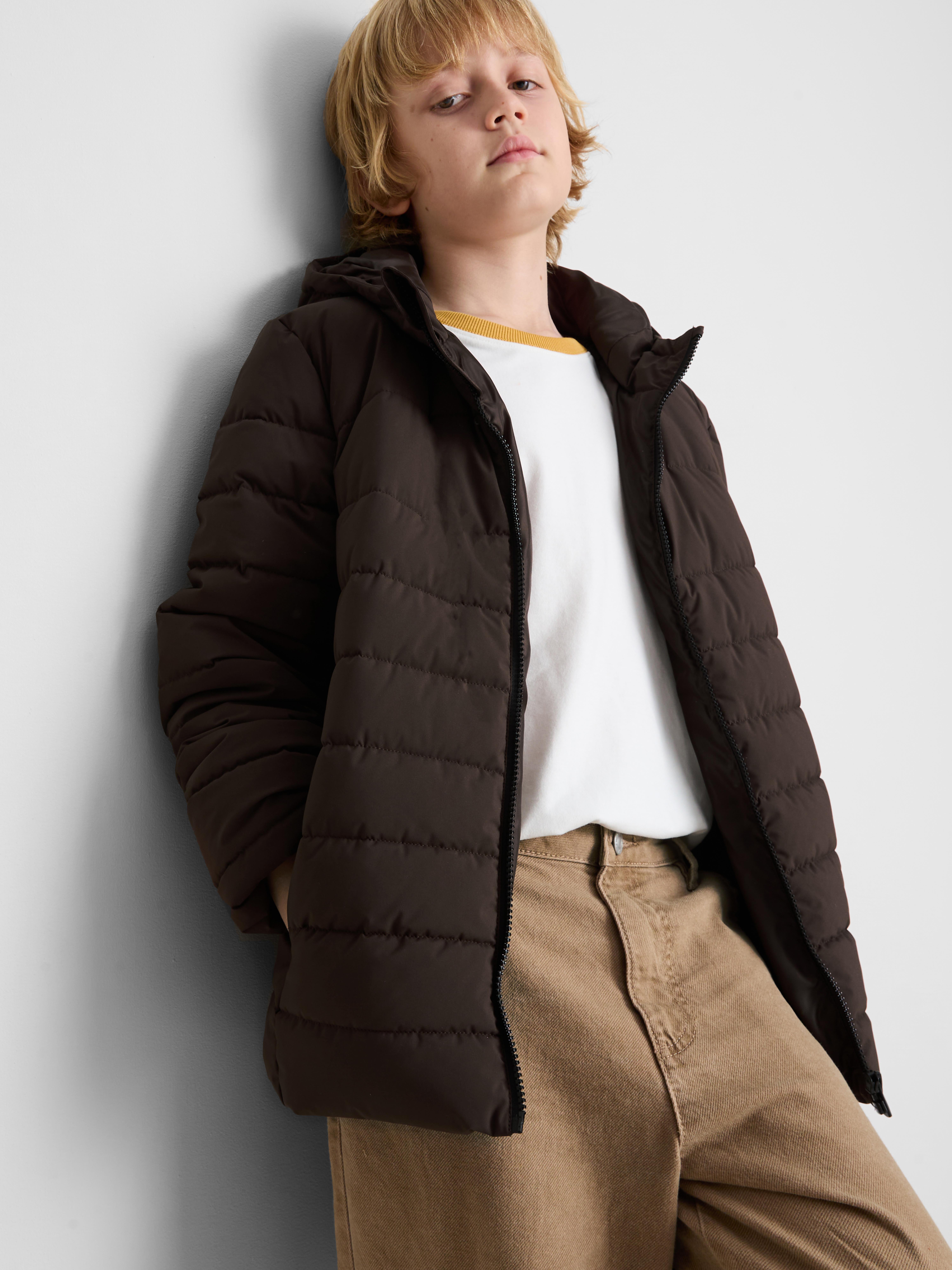 7–15 Jahre | Pufferjacke mit Kapuze Braun