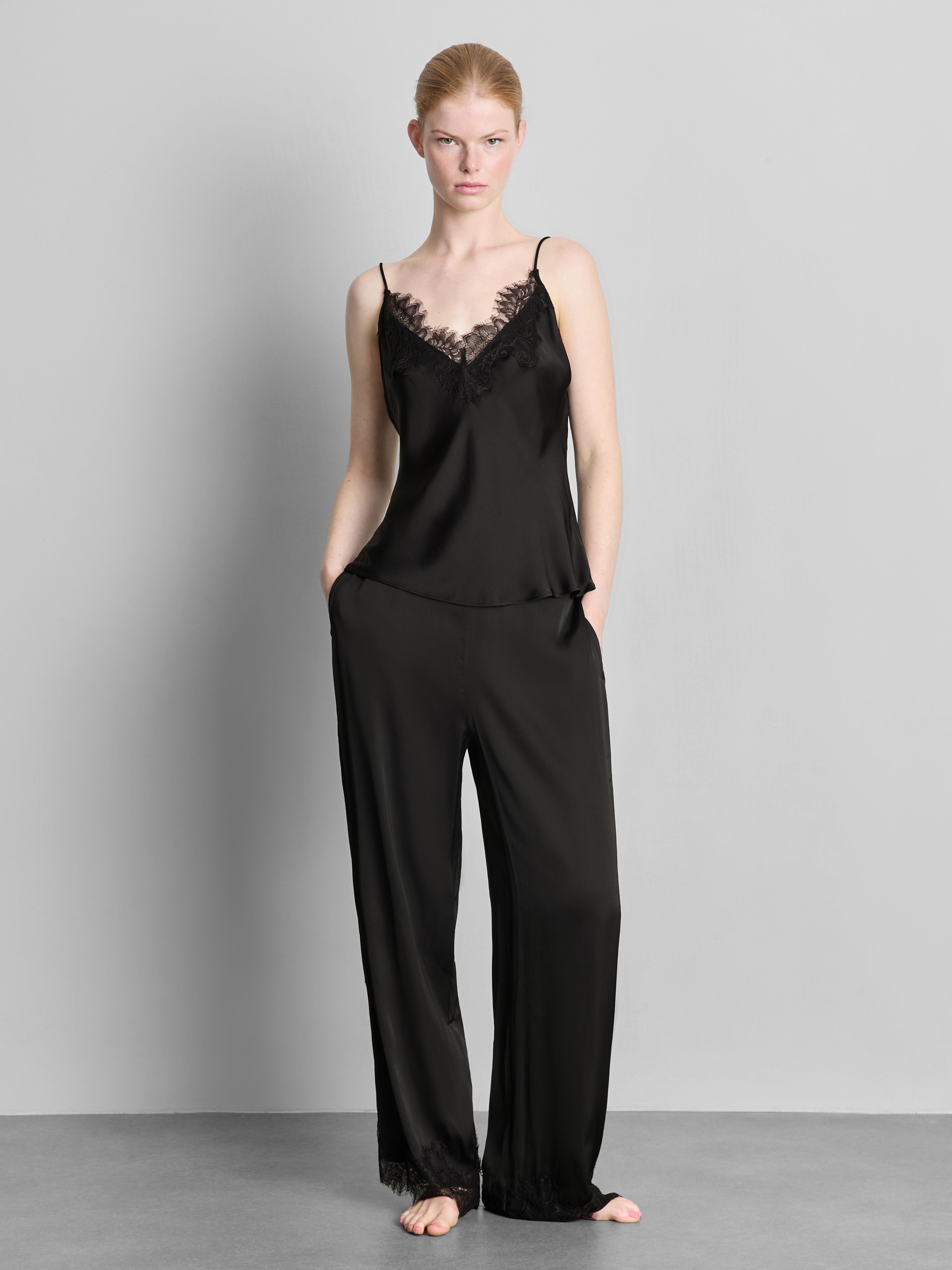 Lace Trim Pajama Bottoms