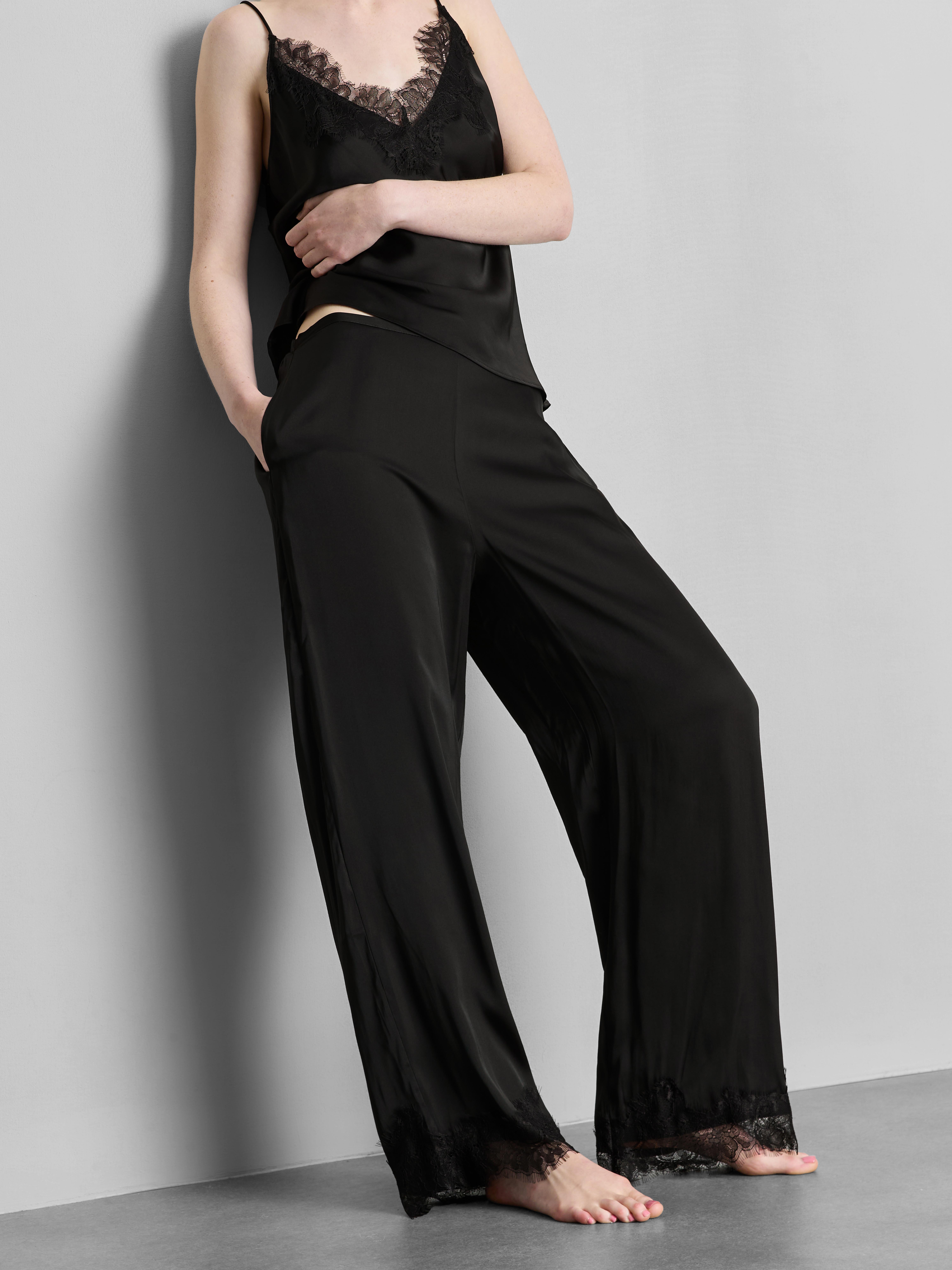 Lace Trim Pajama Bottoms