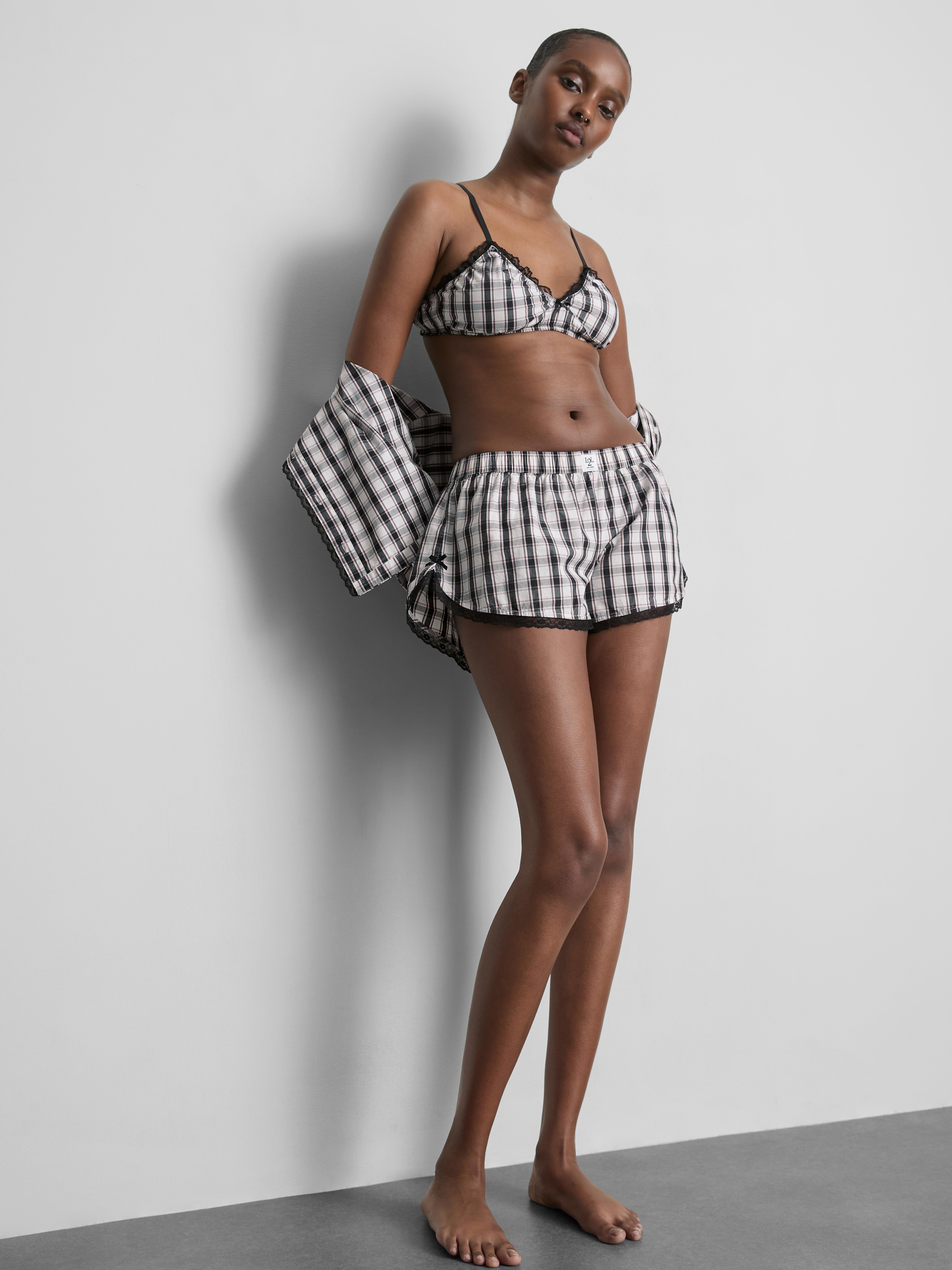 Love To Lounge Cotton Check Bralette