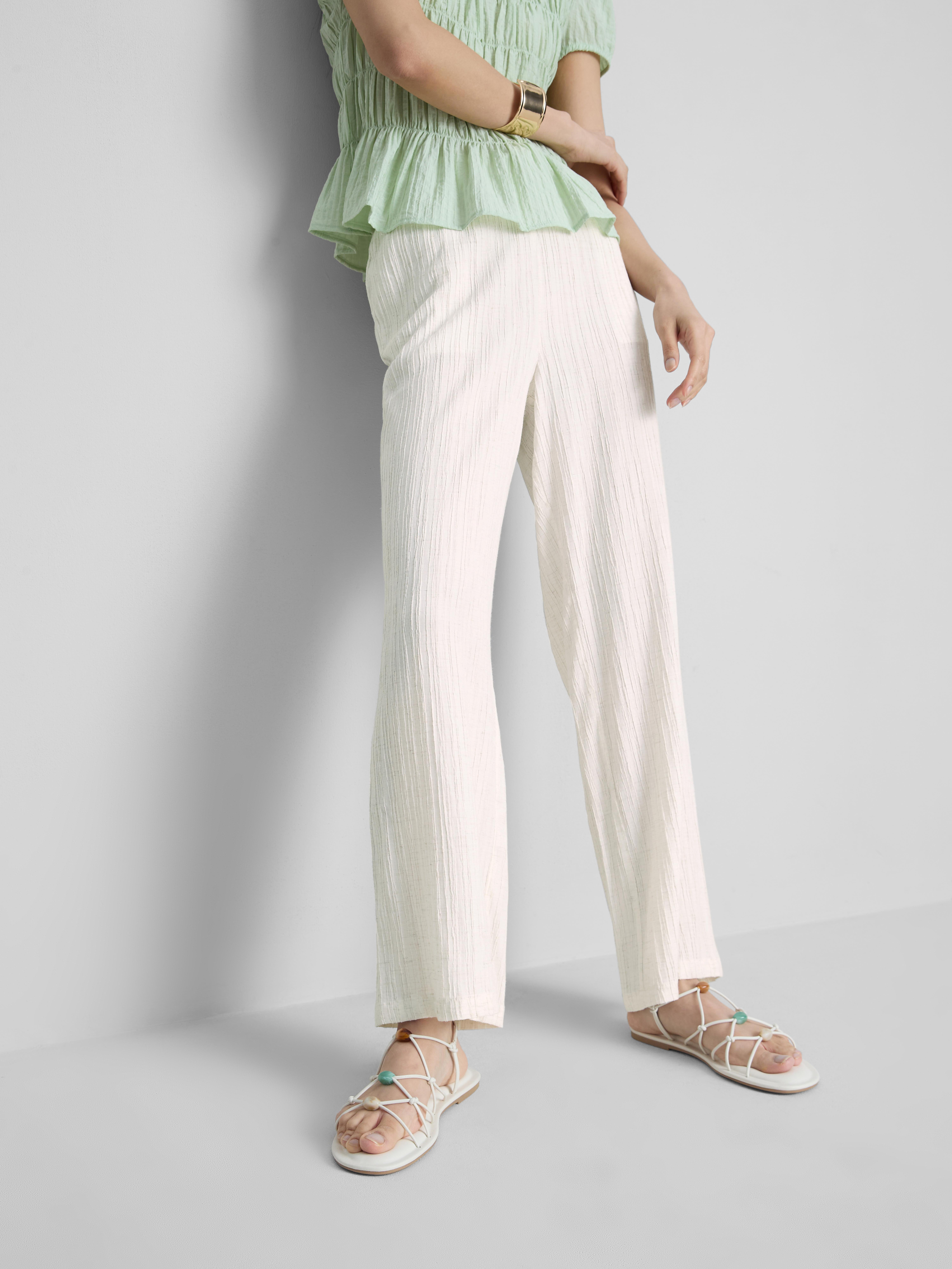 Pantaloni a gamba dritta increspati