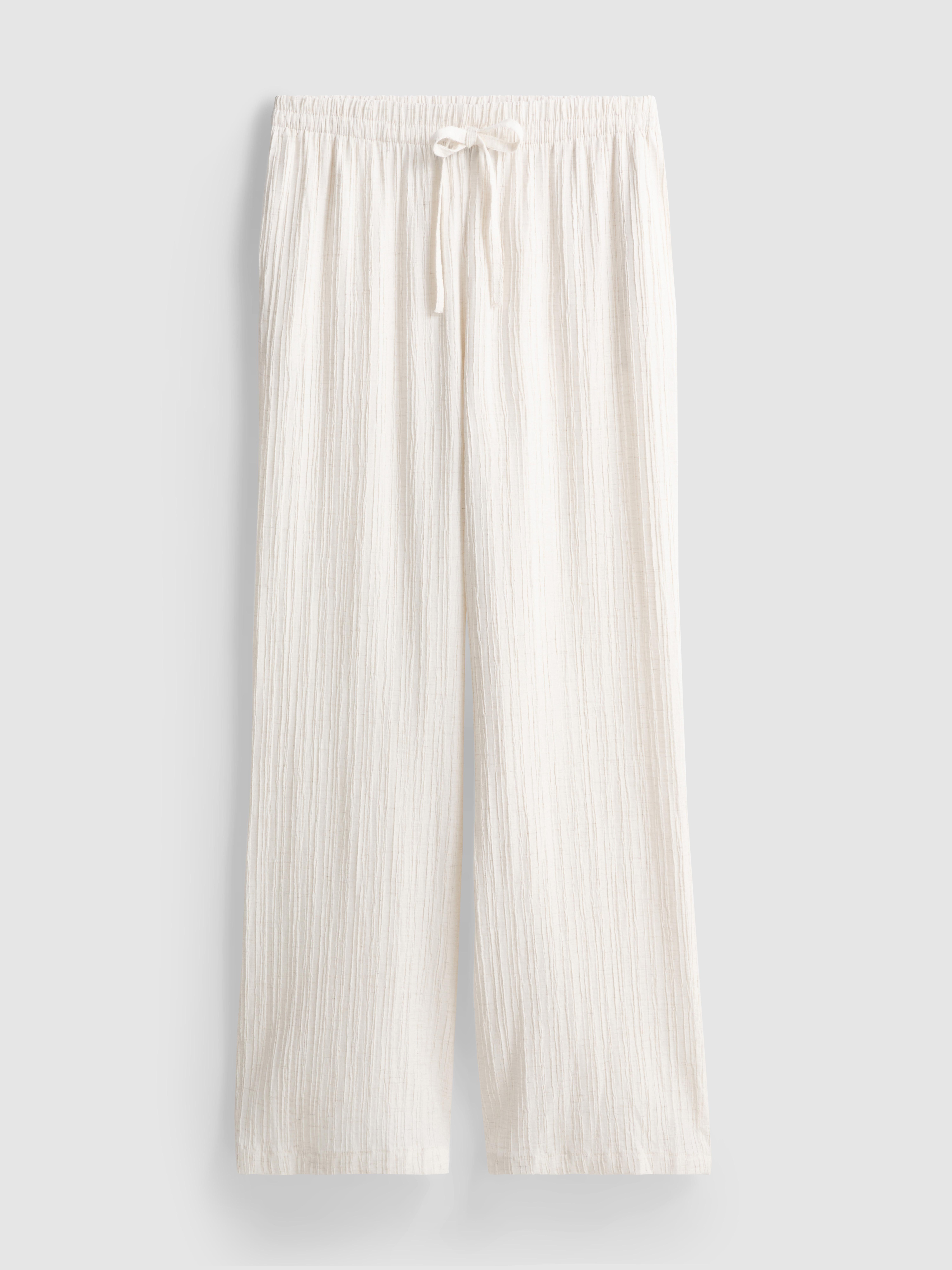 Pantaloni a gamba dritta increspati