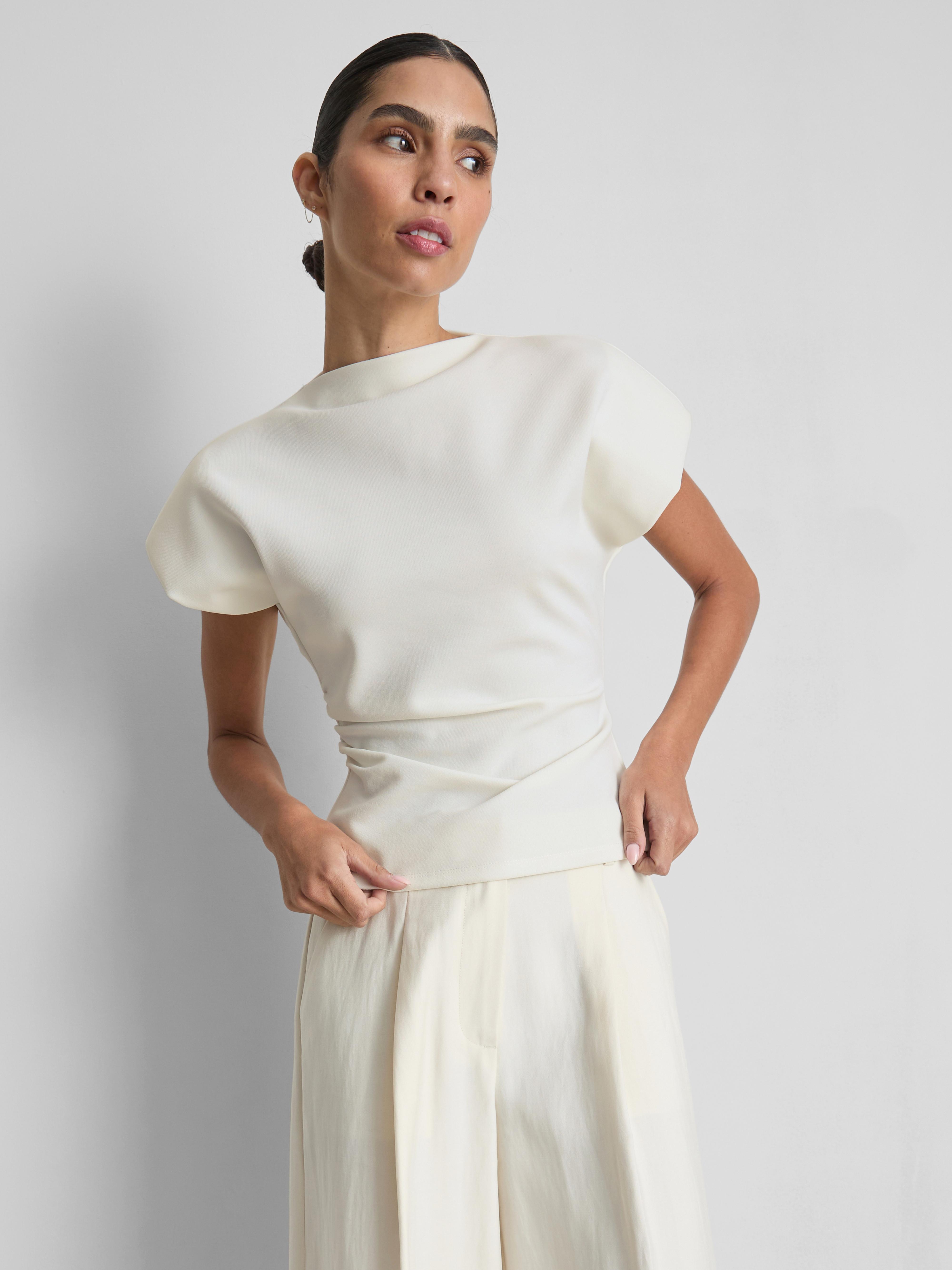 By Coleen Cinched Cap Sleeve Top