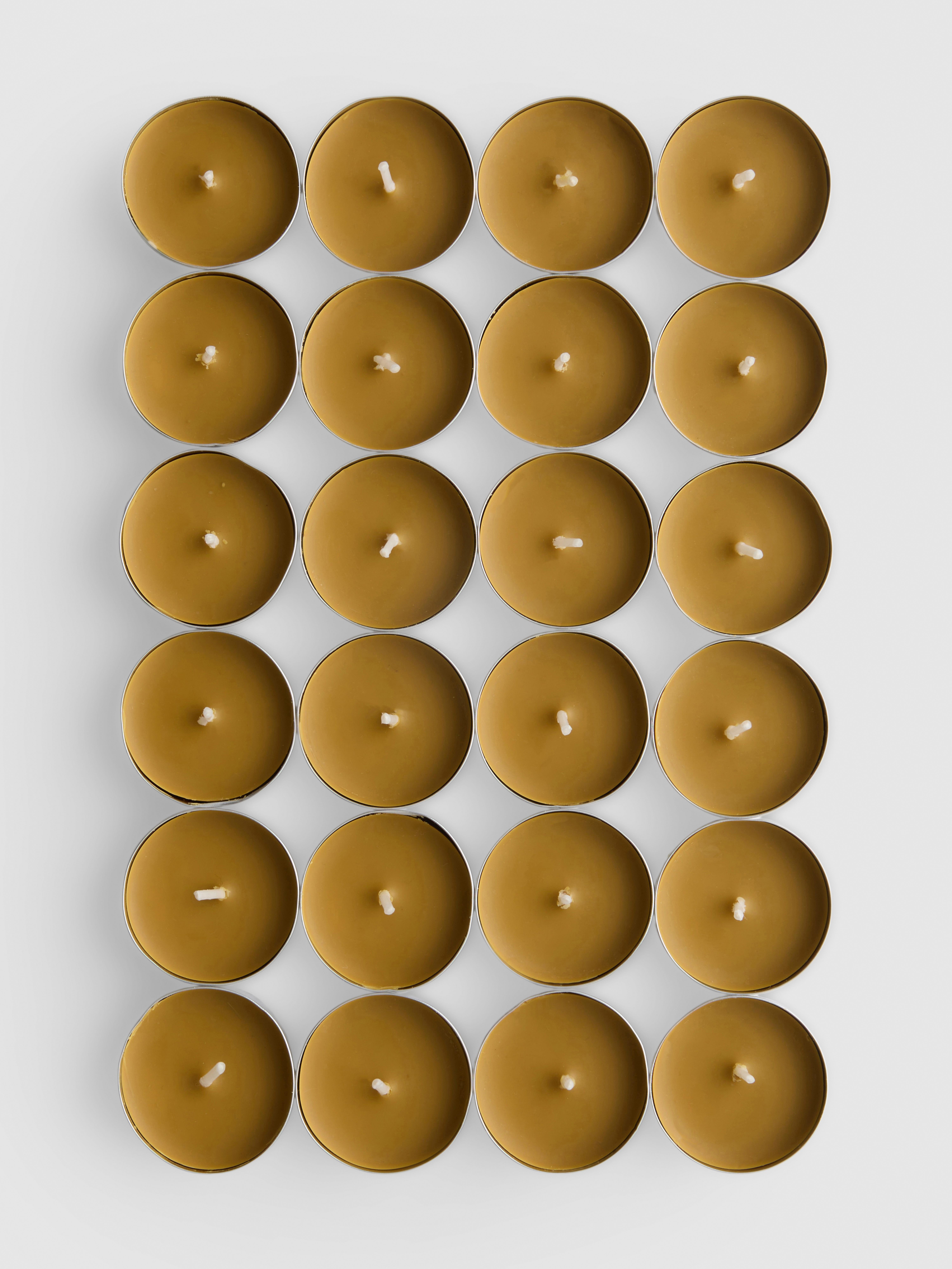 Lot de 24 bougies chauffe-plats parfumées Jaune moutarde