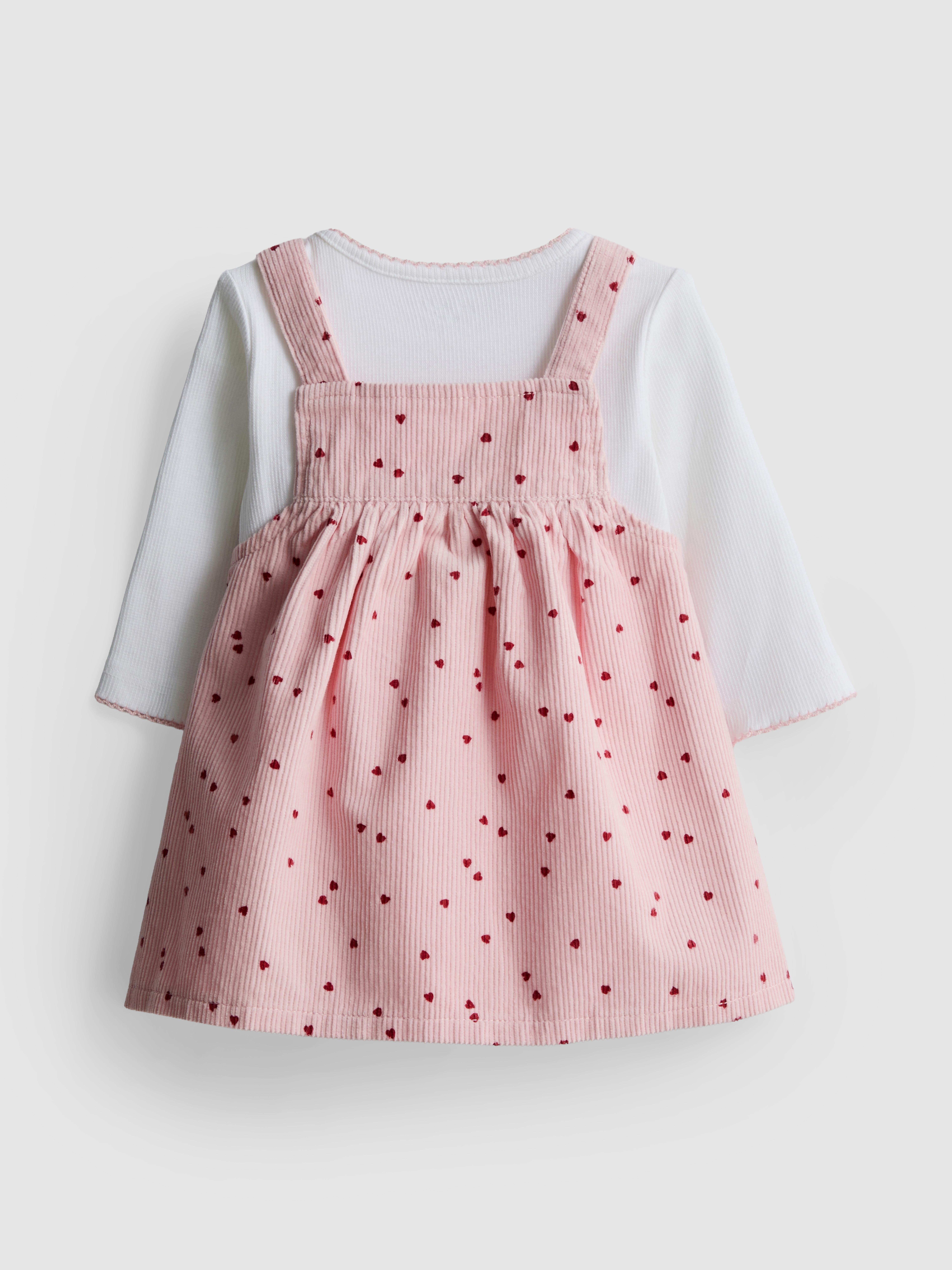 0-18mths | Bodysuit and Corduroy Pinafore Dress Newborn Set