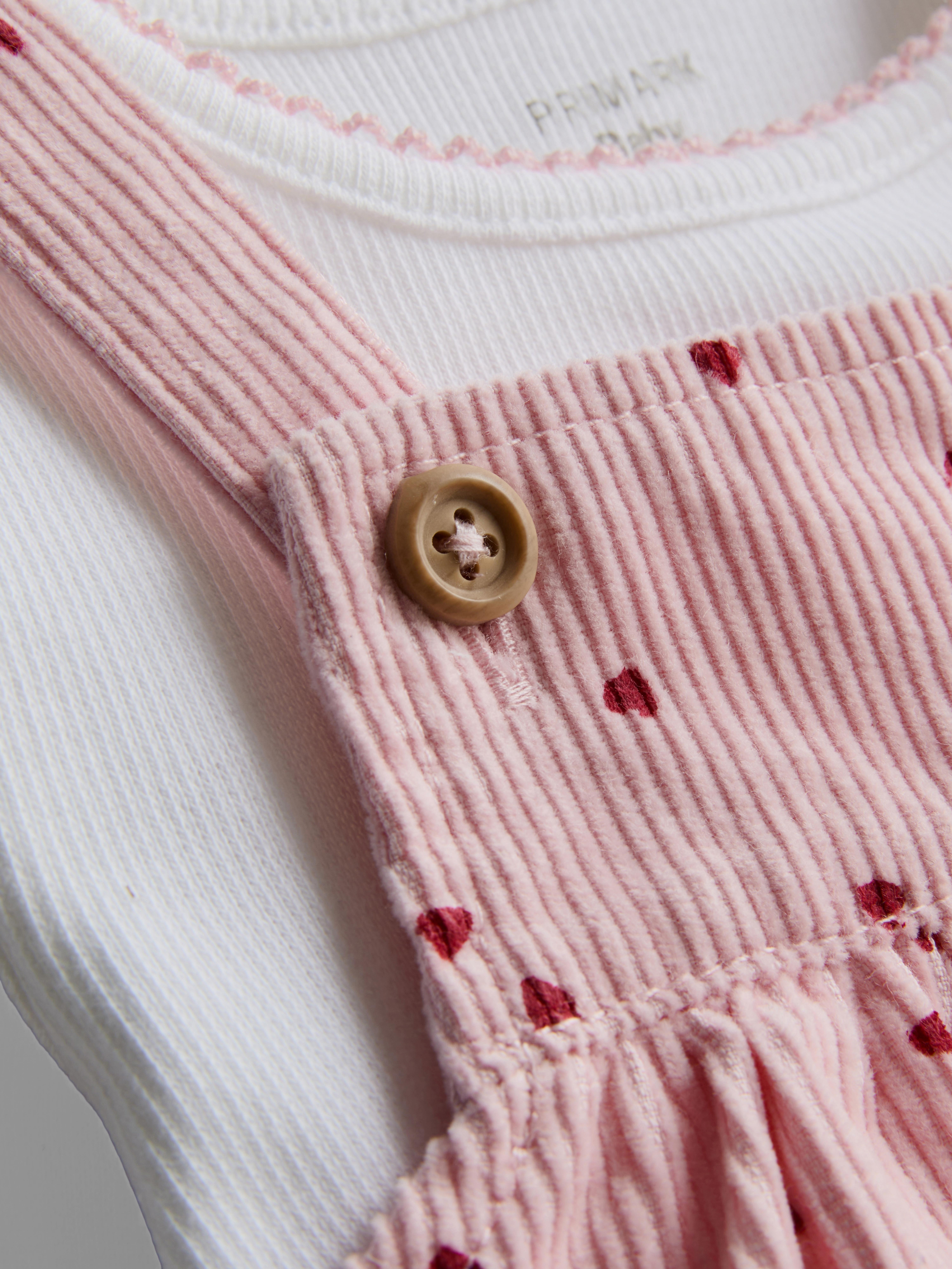 0-18mths | Bodysuit and Corduroy Pinafore Dress Newborn Set