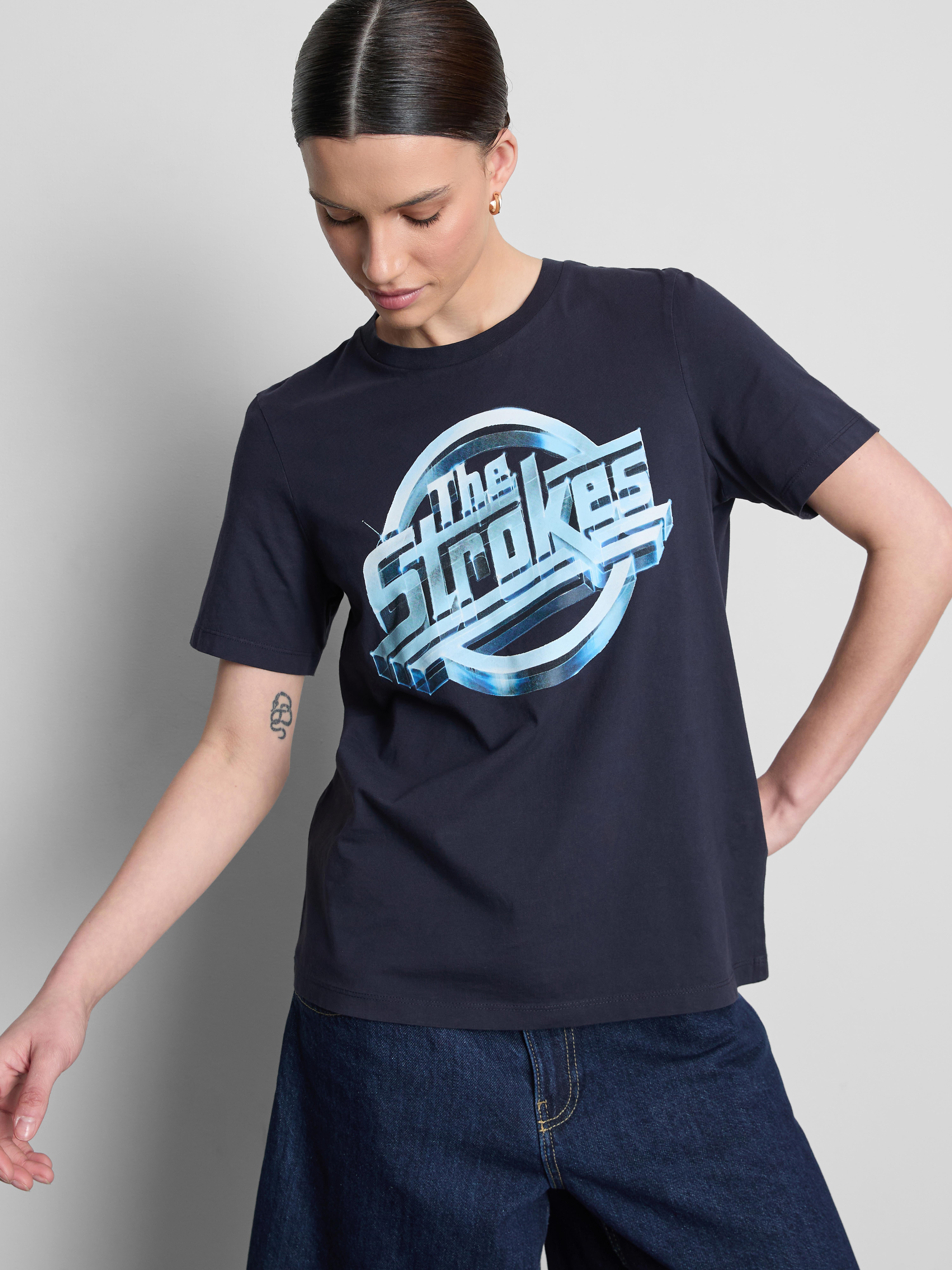 The Strokes ロゴ Tシャツ ネイビー Women's Navy The Strokes Graphic T-Shirt | Primark