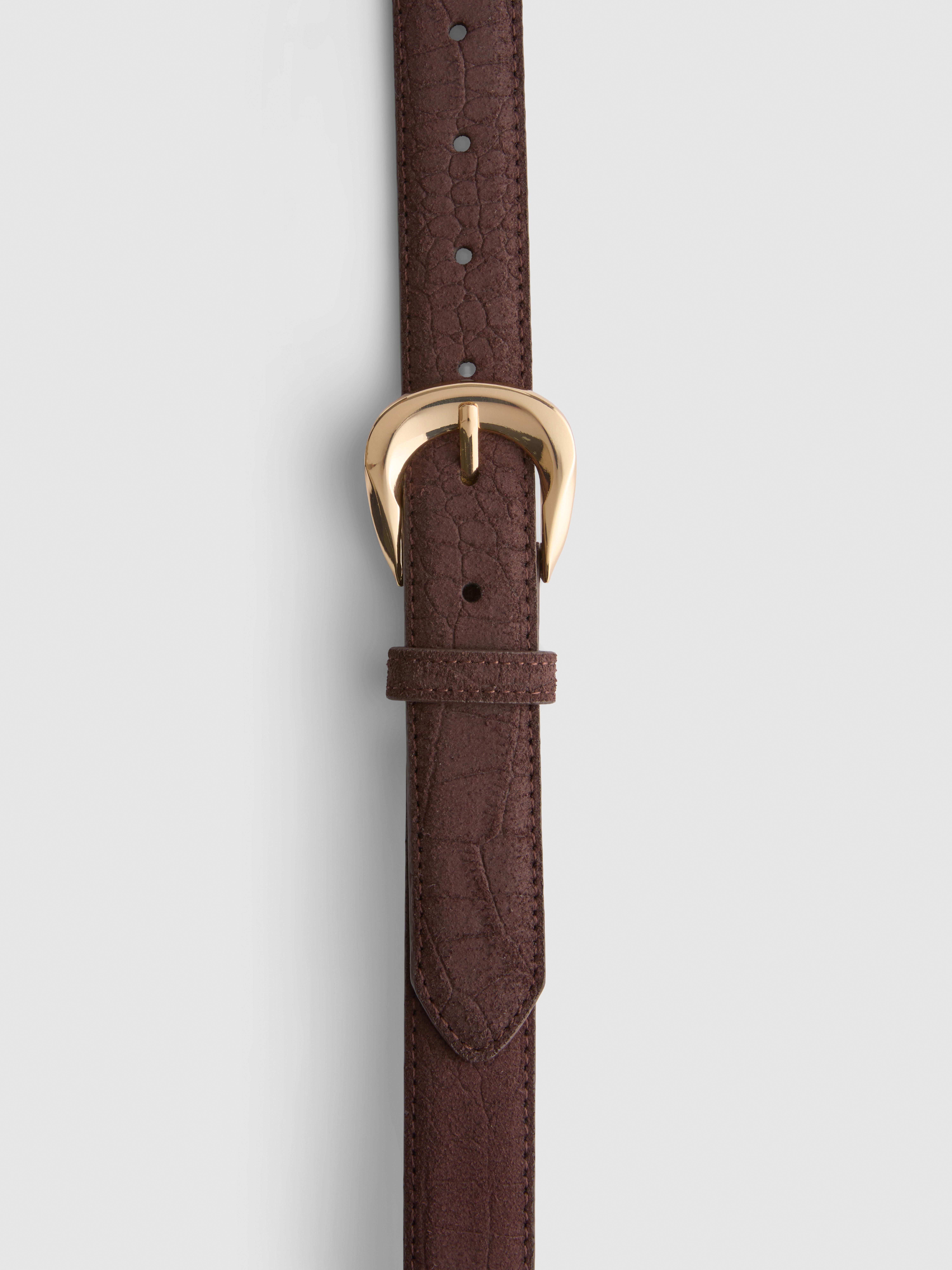 Riem met gesp en krokodiltextuur Chocoladebruin