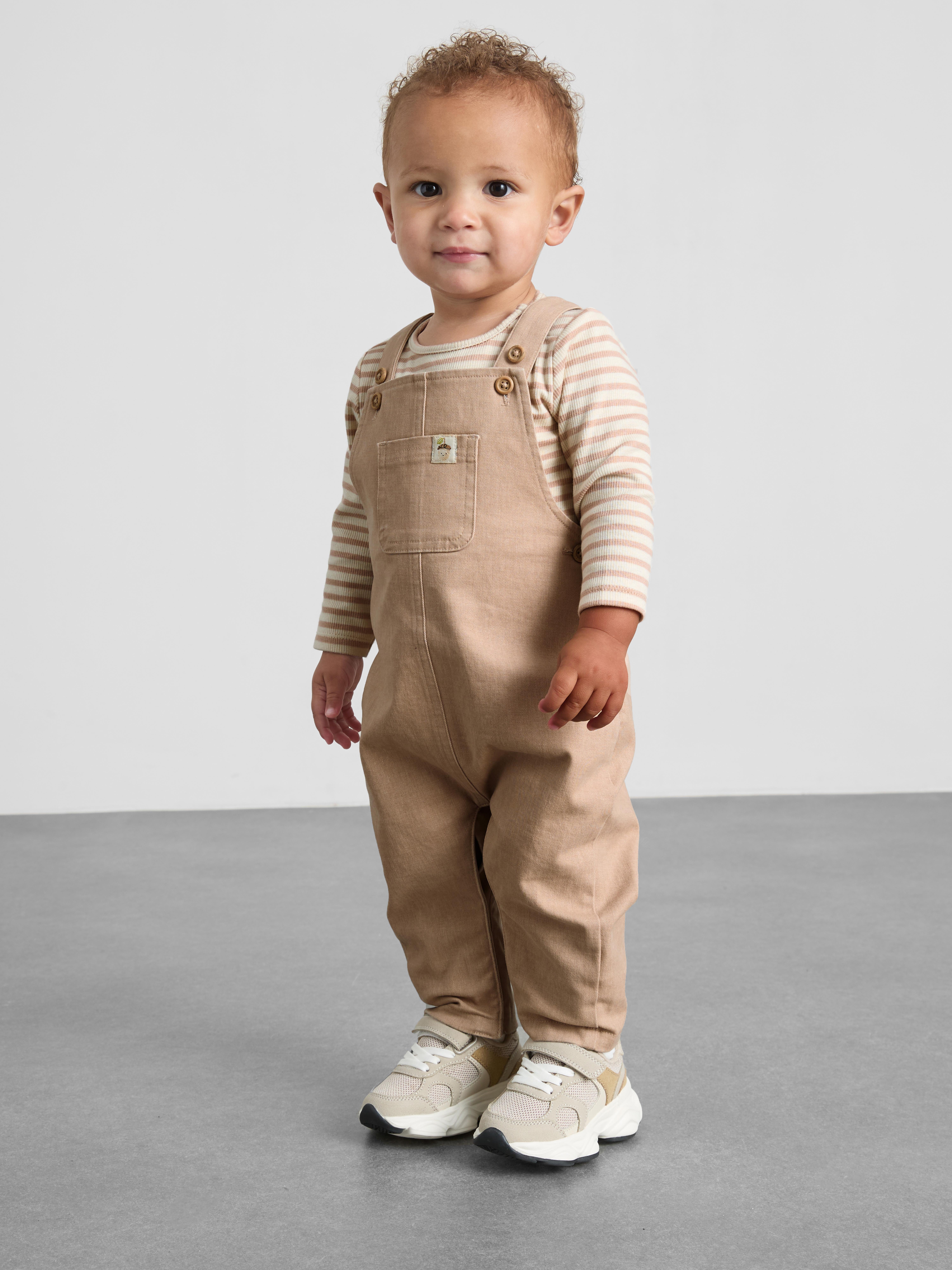 0-18mths | Long Sleeve Bodysuit and Overalls Newborn Set