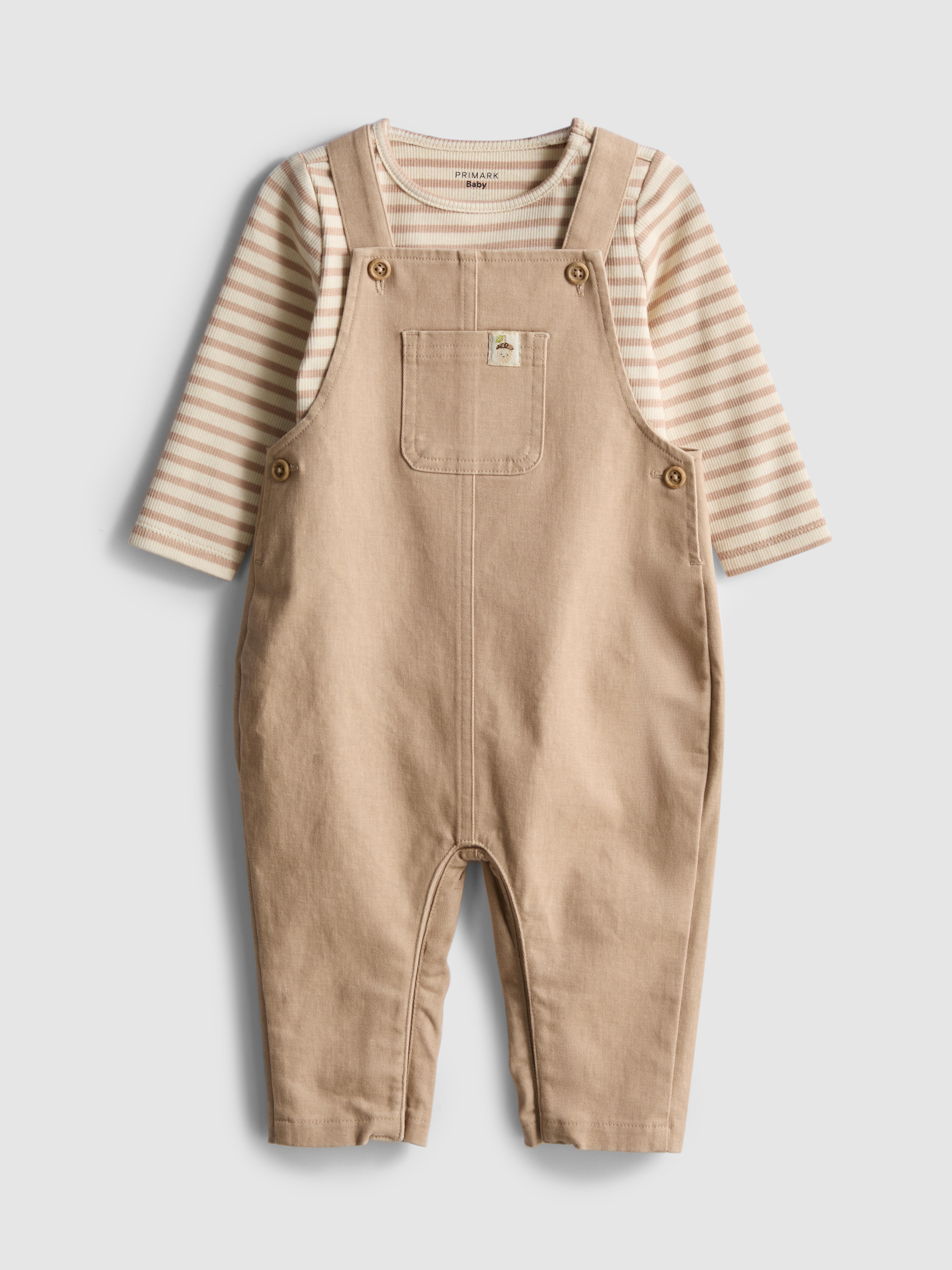 0-18mths | Long Sleeve Bodysuit and Overalls Newborn Set