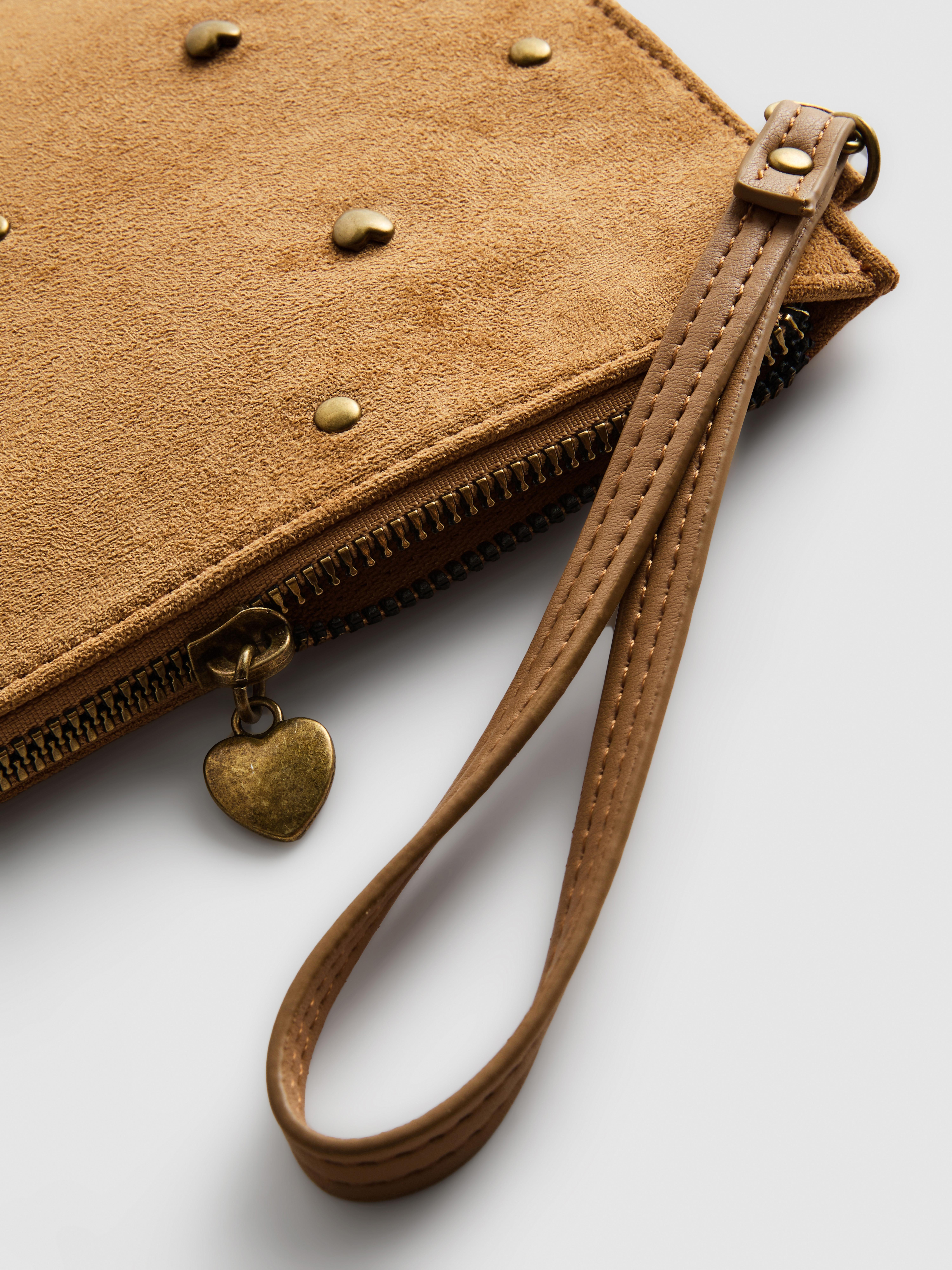 Heart Stud Wristlet Pouch