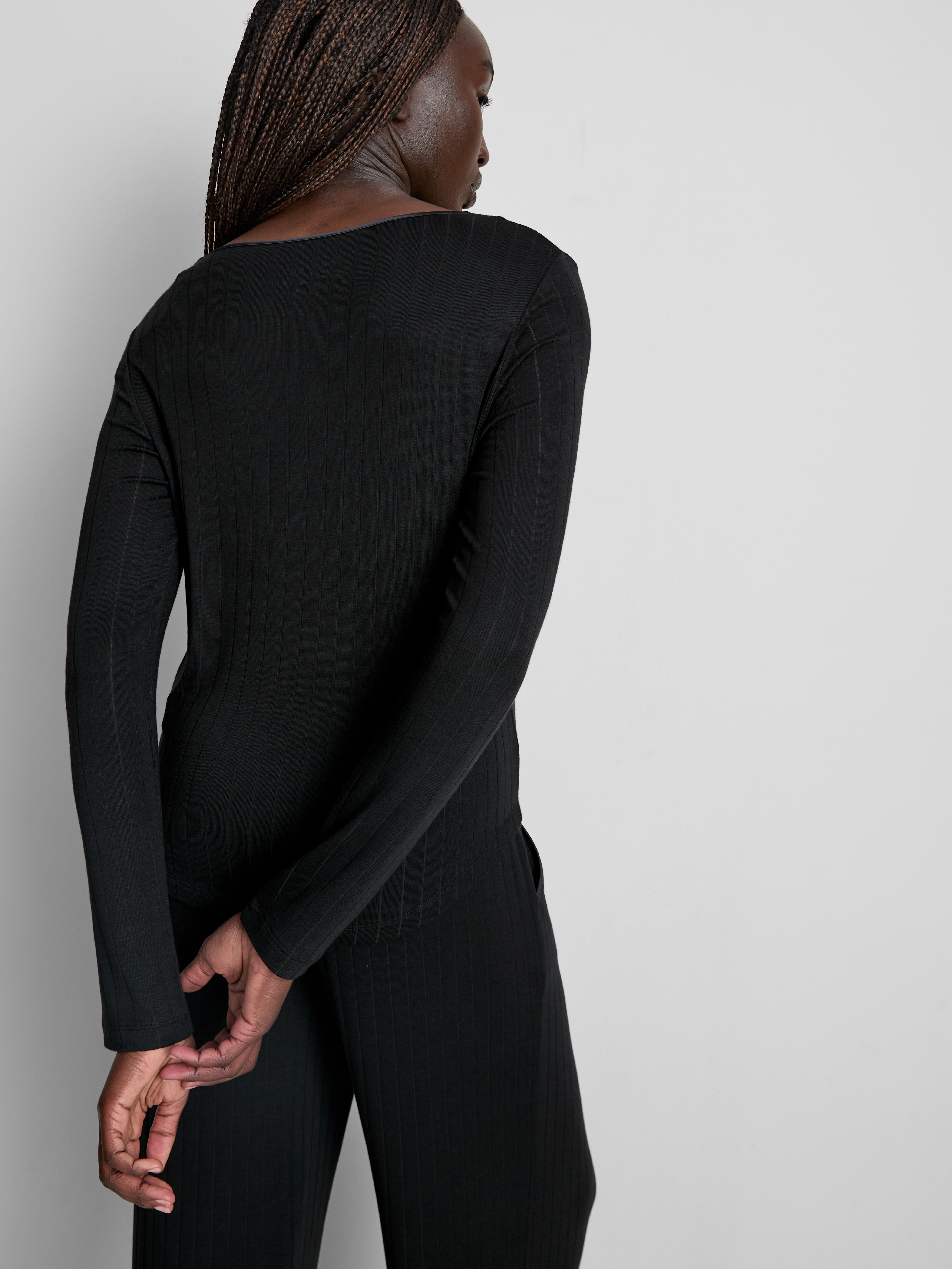 Modal Rich Ribbed Long Sleeve Pajama Top