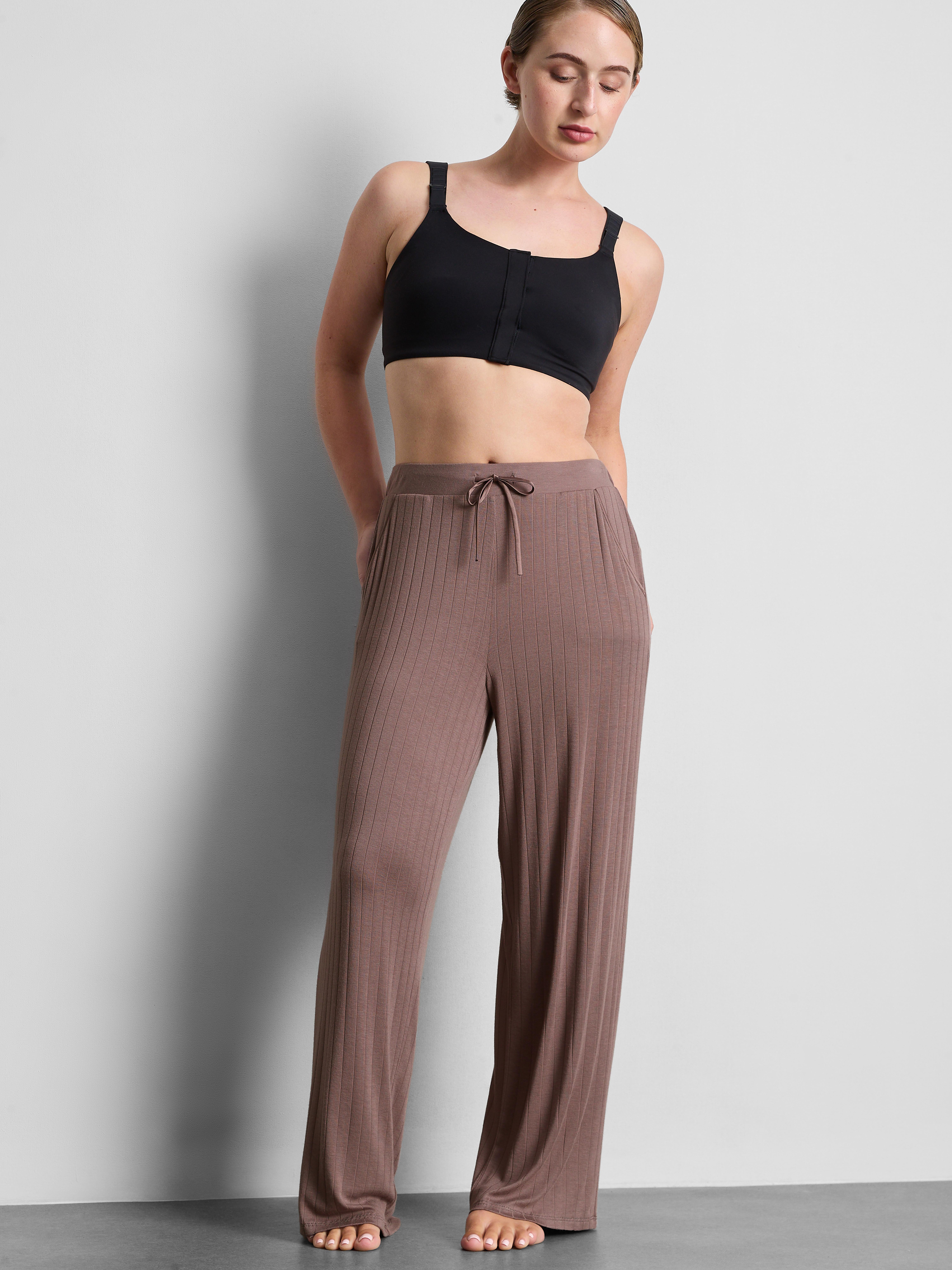 Modal-Rich Ribbed Pajama Bottoms