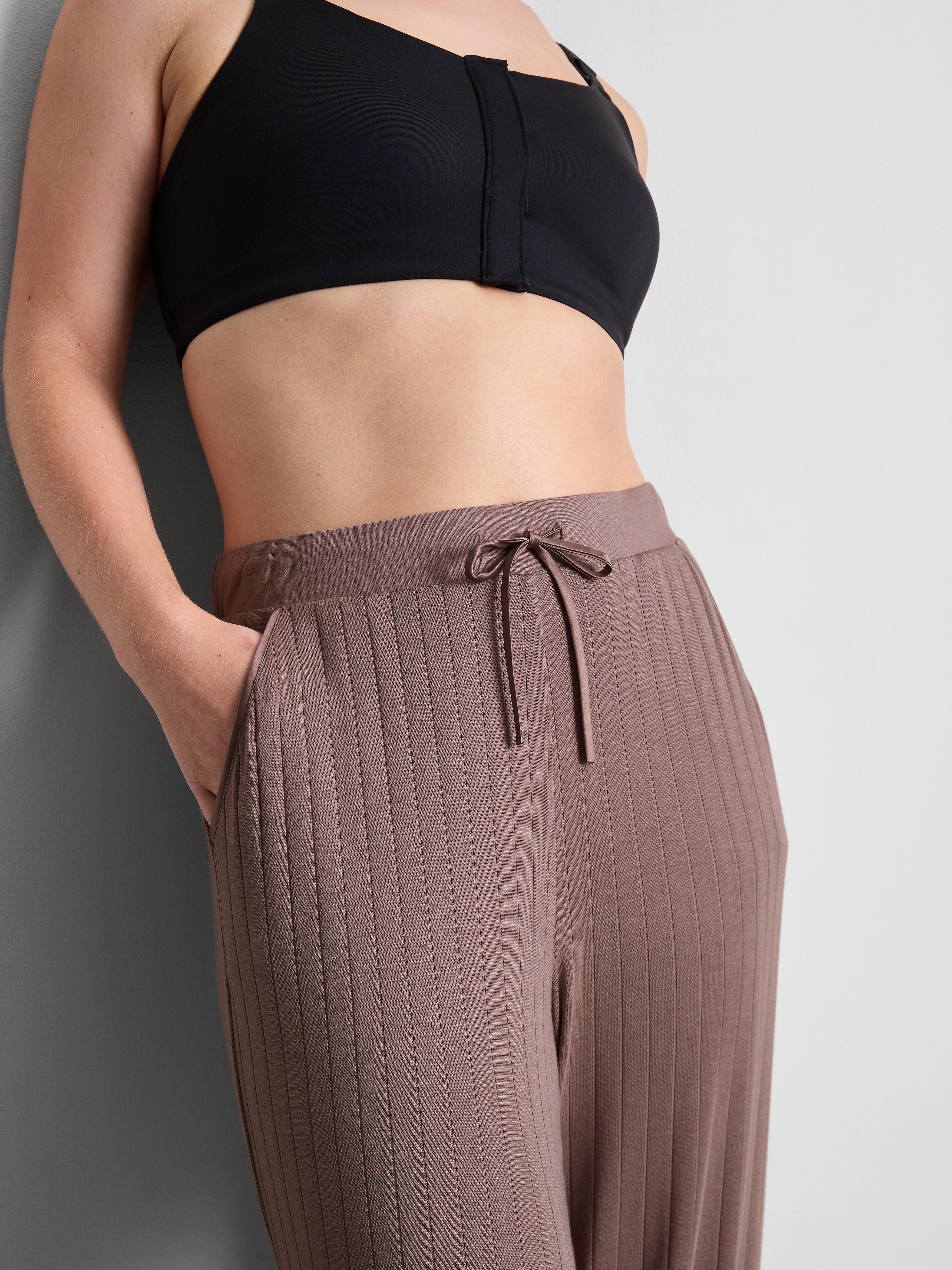 Modal-Rich Ribbed Pajama Bottoms