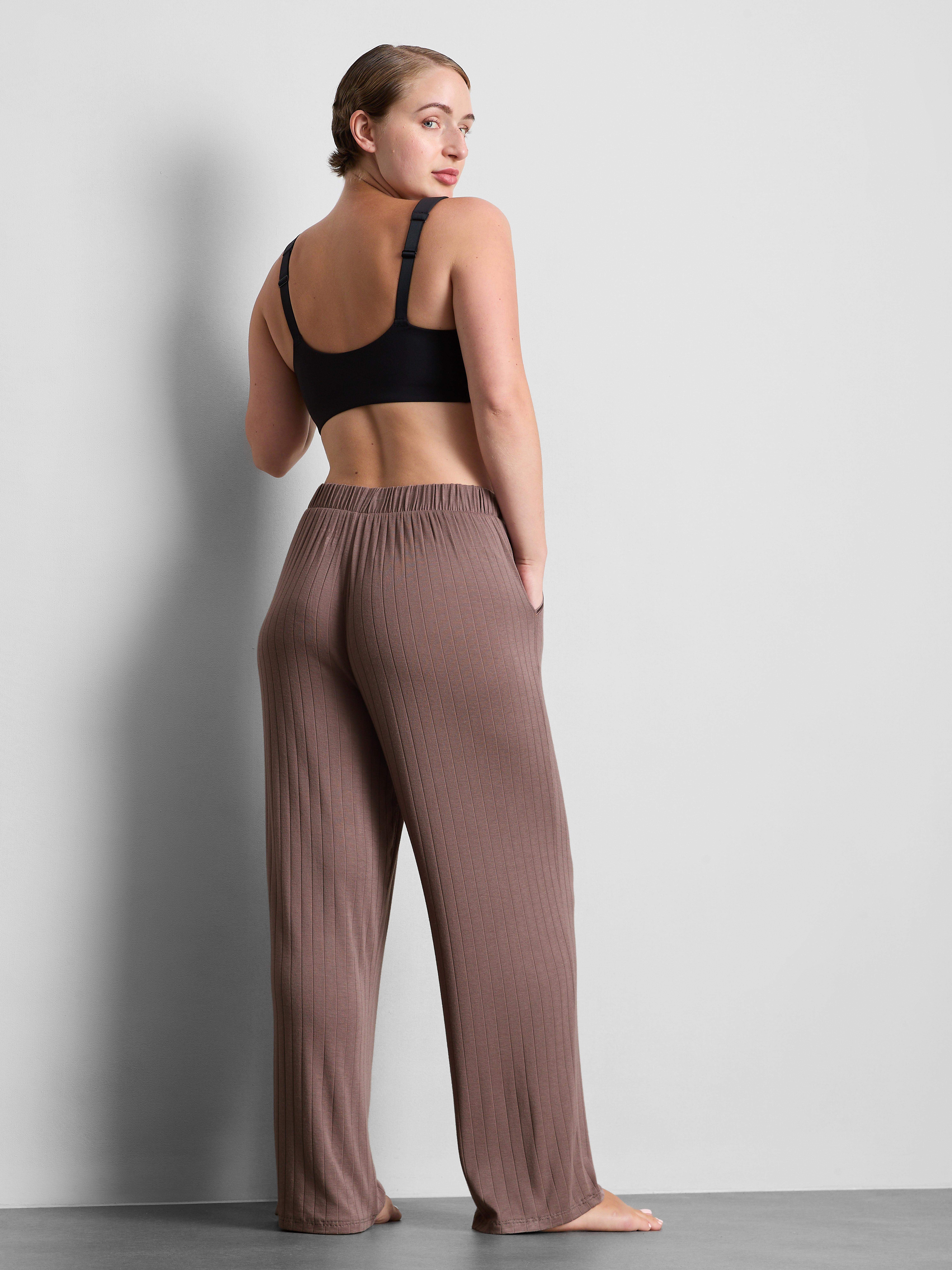 Modal-Rich Ribbed Pajama Bottoms