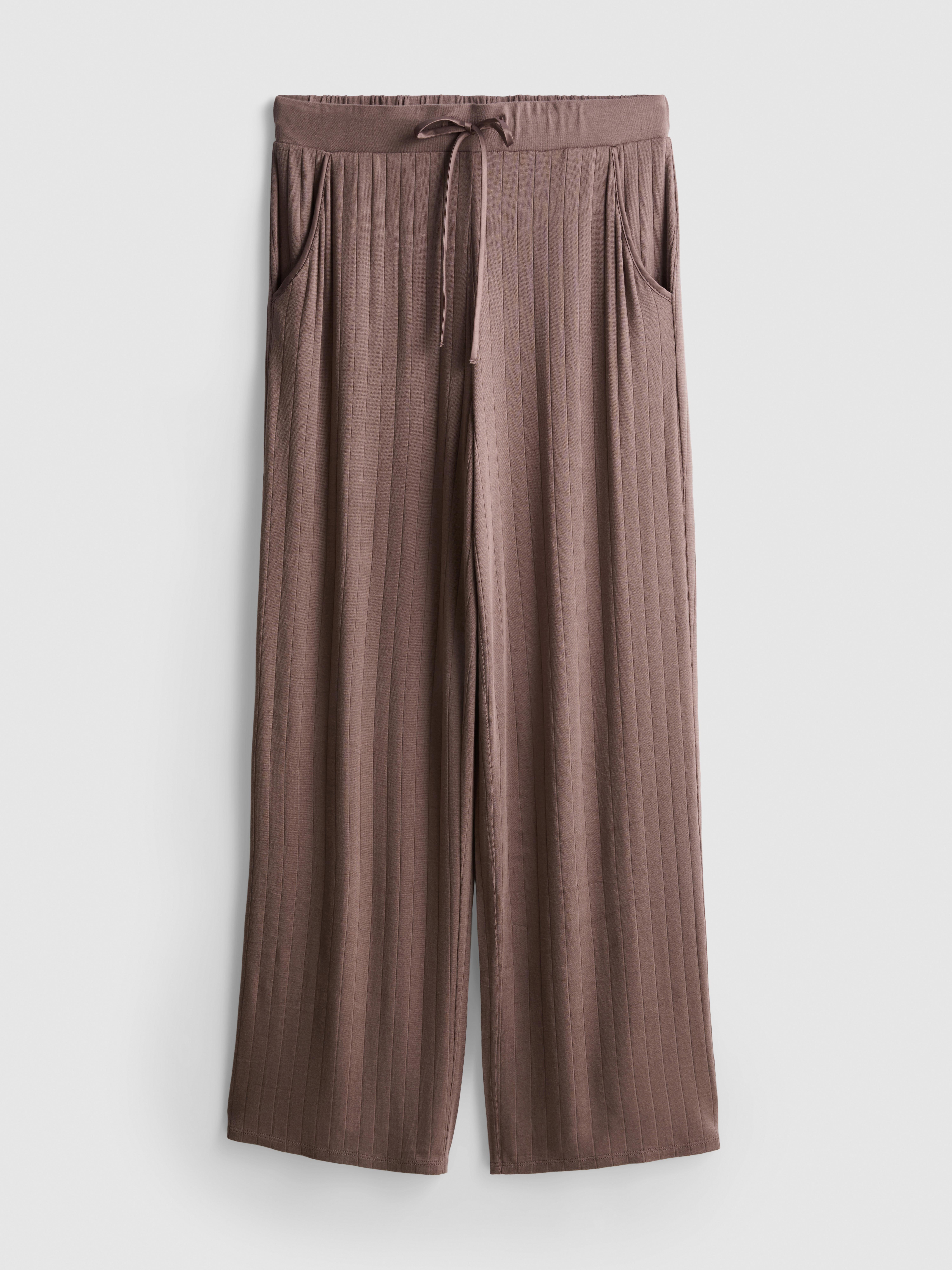 Modal-Rich Ribbed Pajama Bottoms