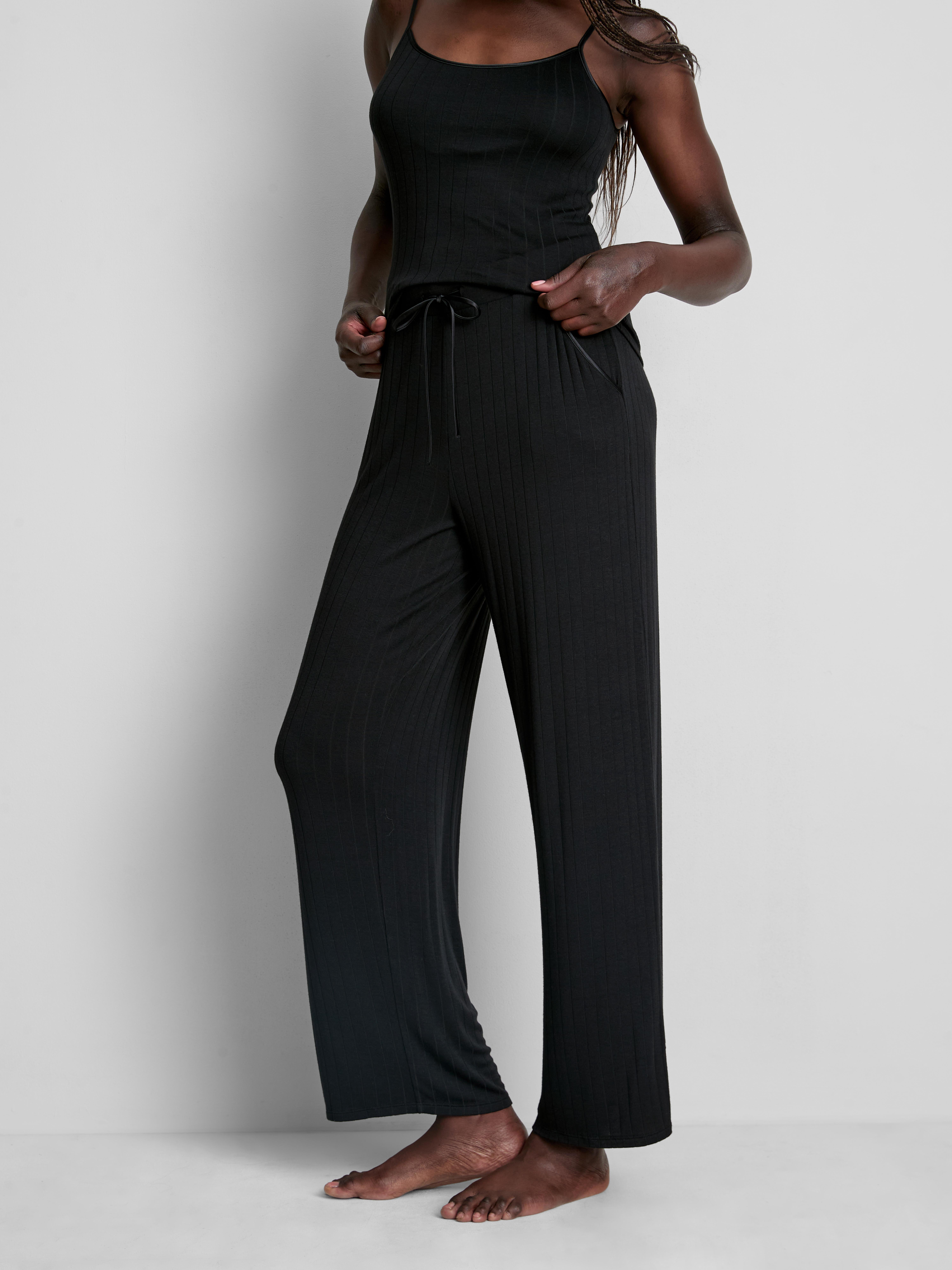 Modal-Rich Ribbed Pajama Bottoms