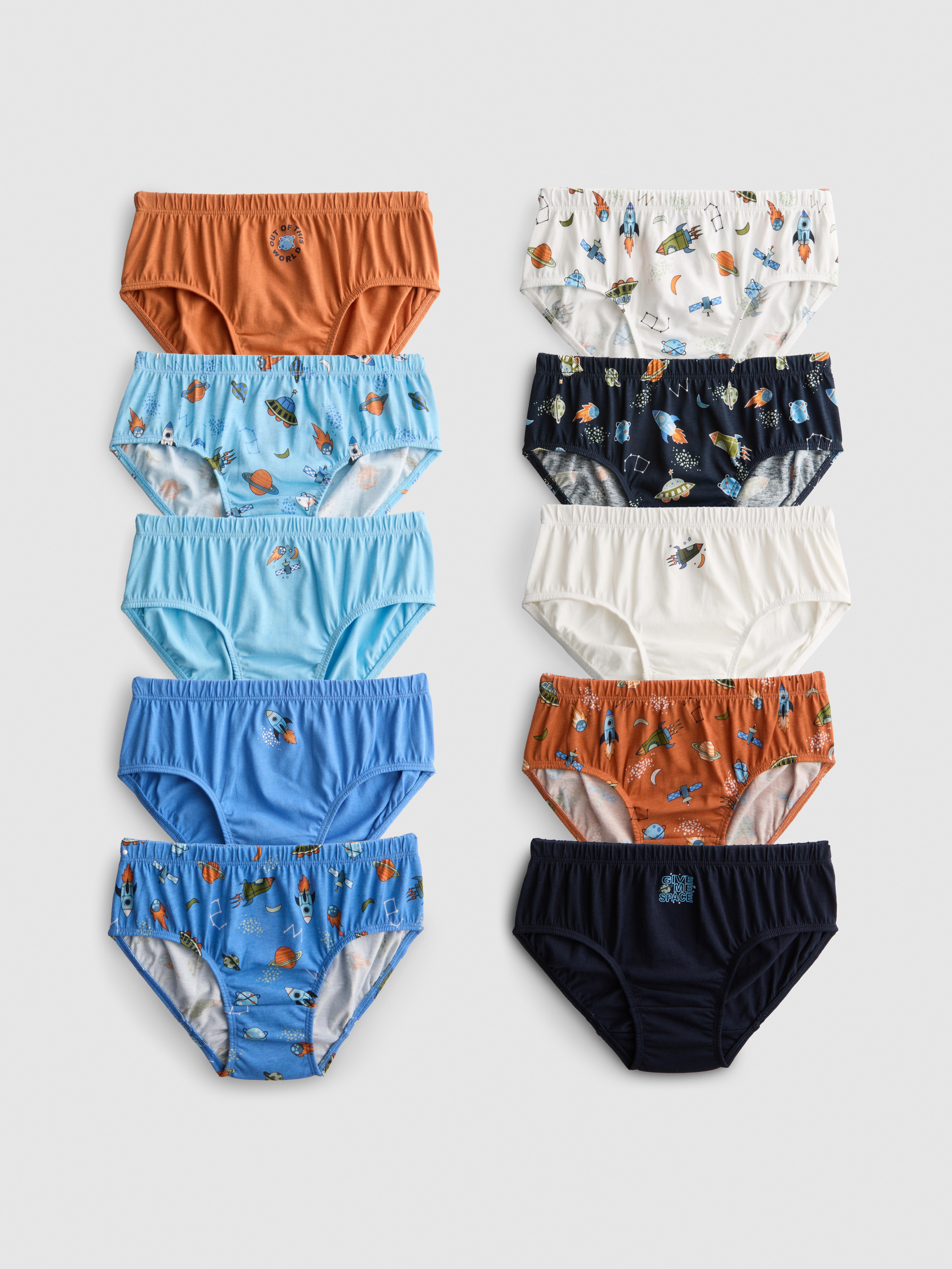 1,5–11 Jahre | Slips aus reiner Baumwolle mit Weltraummotiven, 10er-Pack