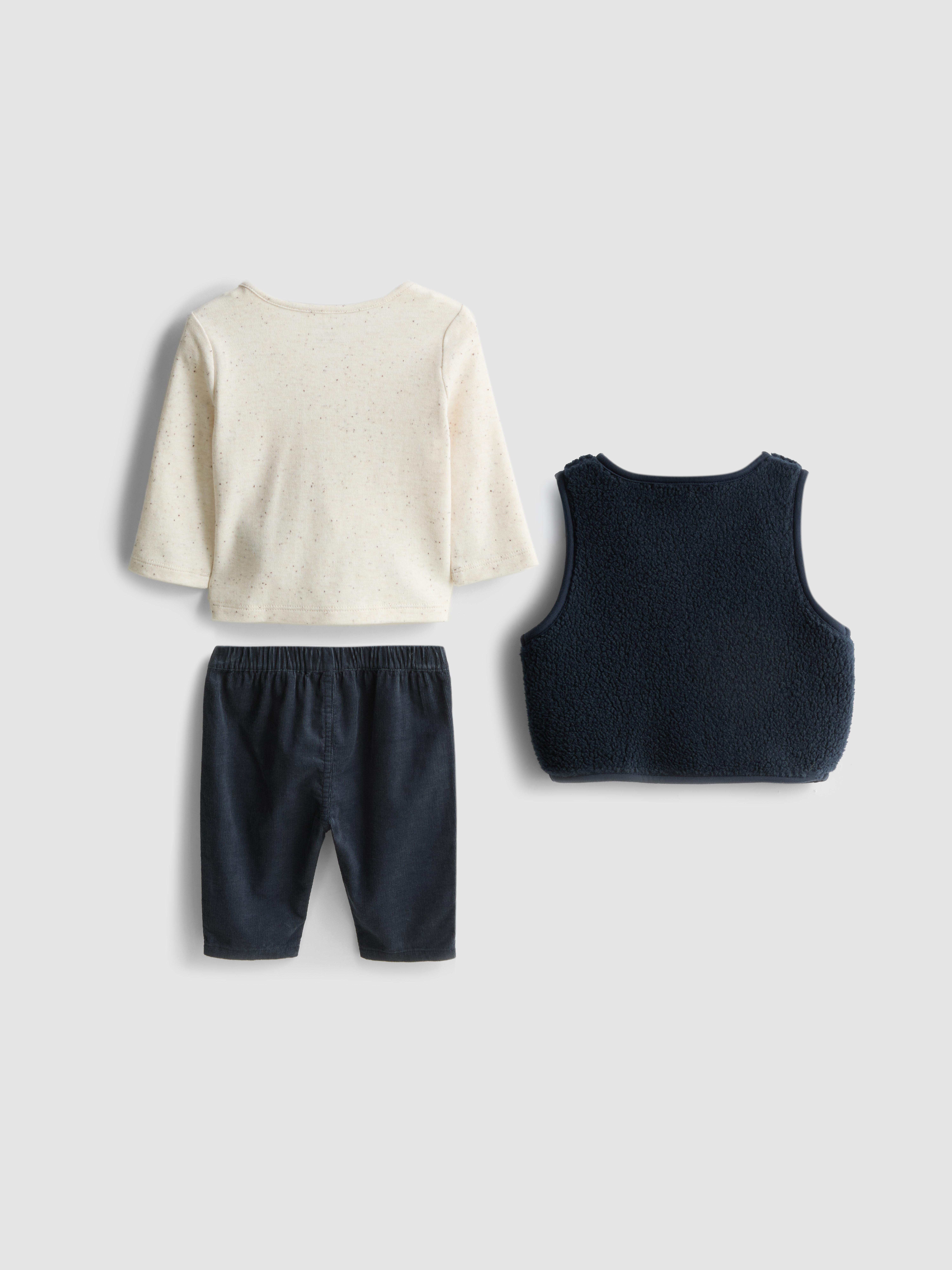 0-18 mnd | T-shirt met lange mouwen, broek en bodywarmer