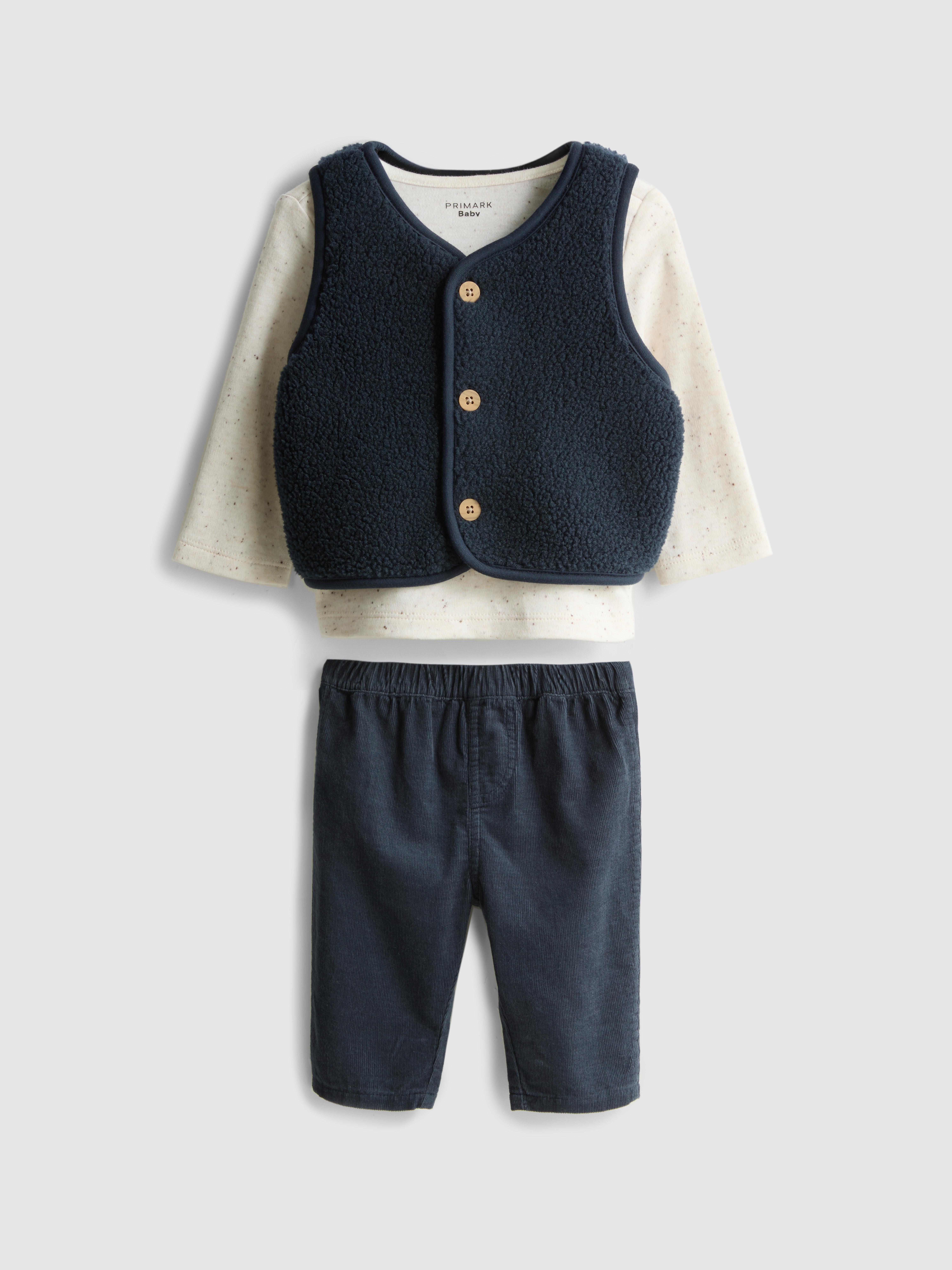 0-18 mnd | T-shirt met lange mouwen, broek en bodywarmer