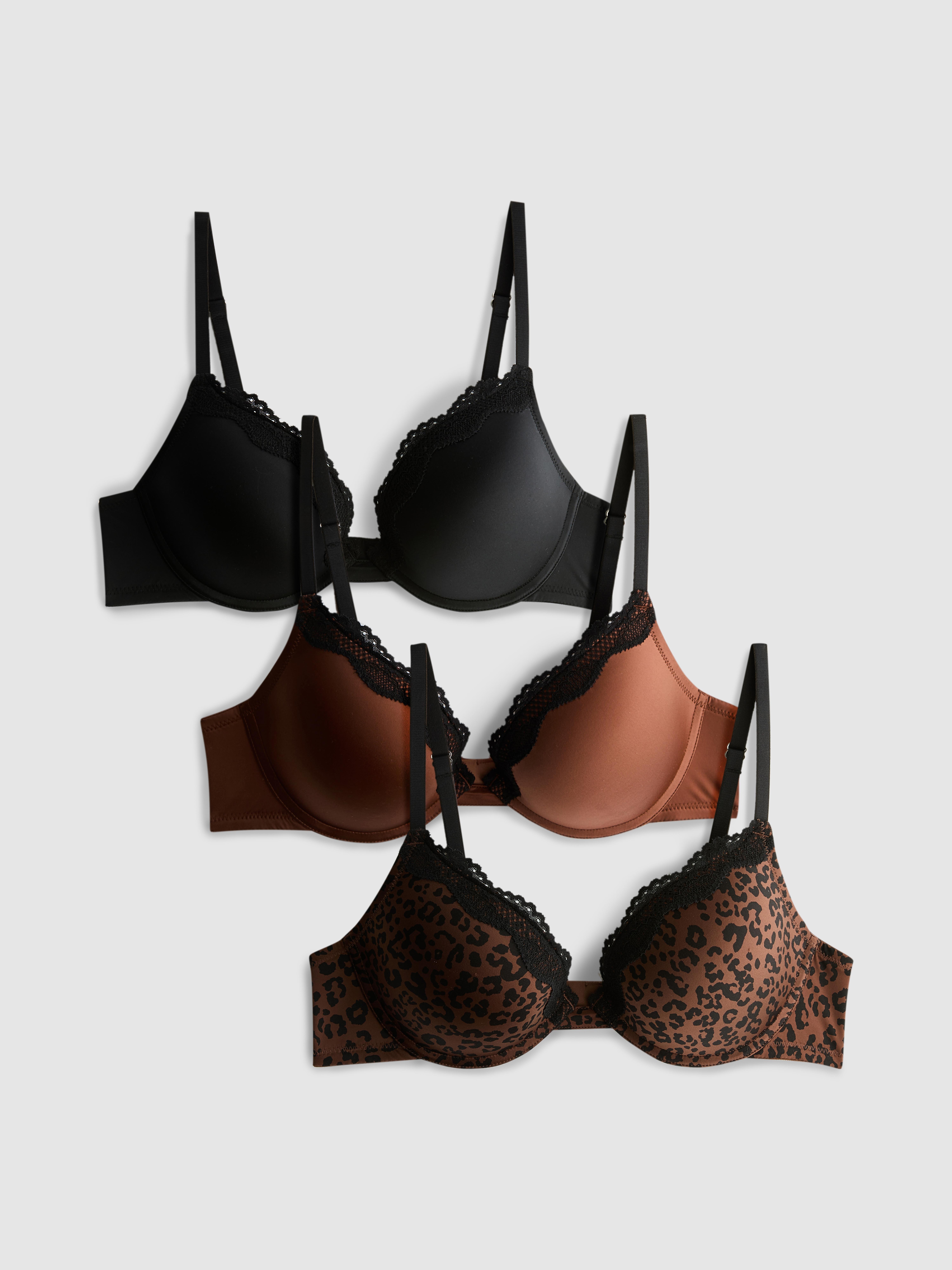 3pk A-E Lace Detail Push Up Bras
