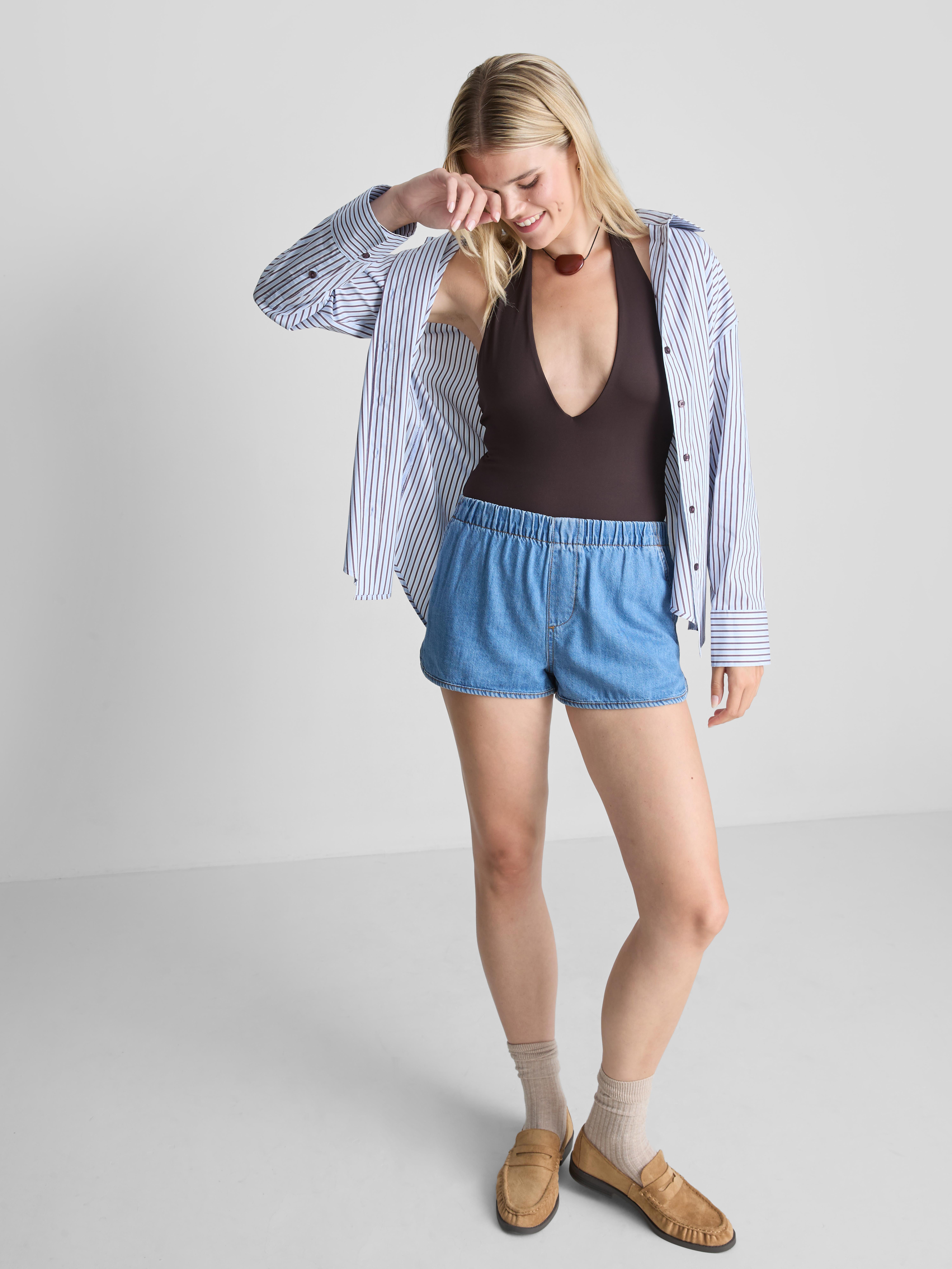 Halter-Neck Plunge Bodysuit