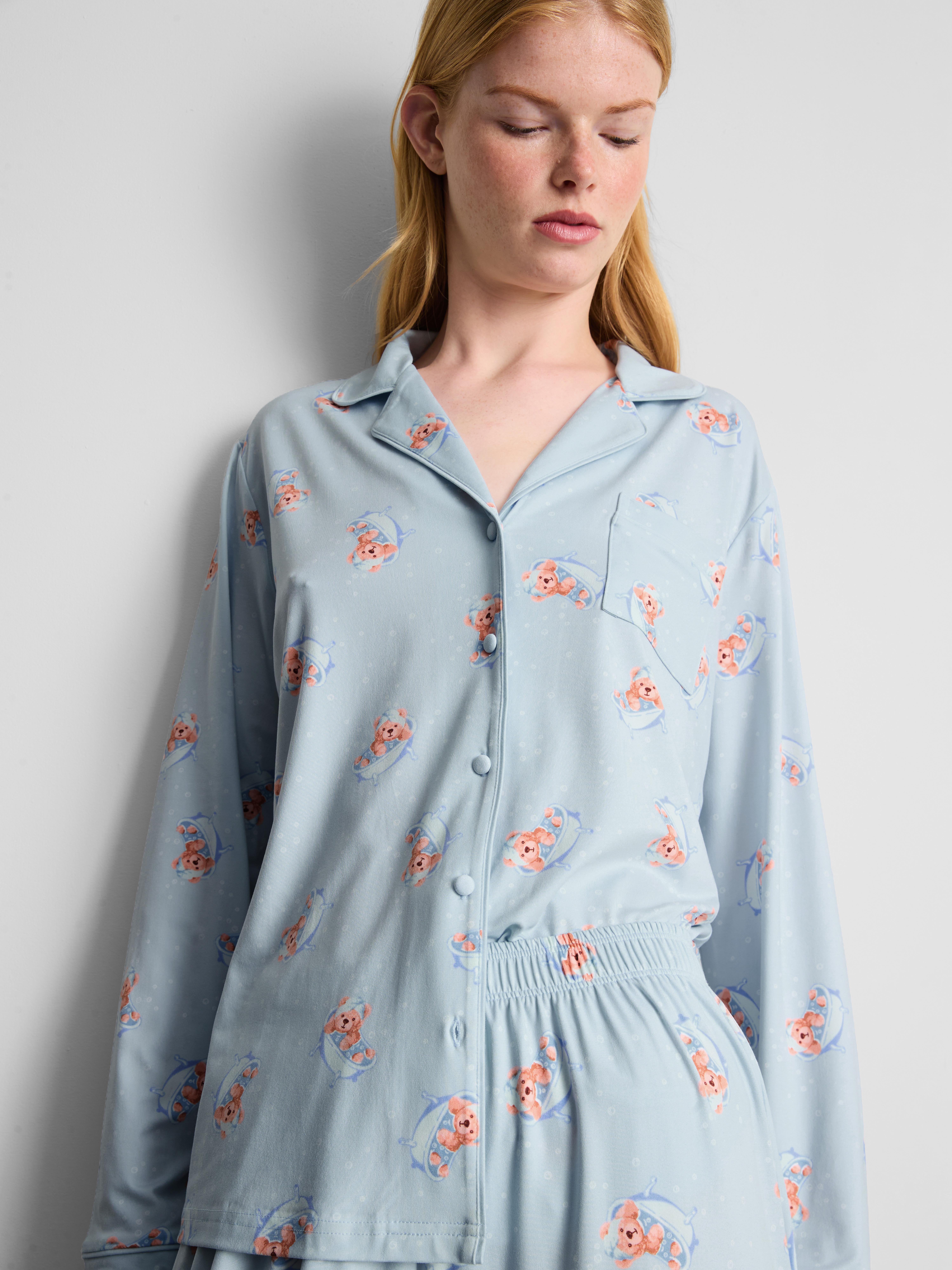 Women's Blue Love To Lounge Printed Boyfriend Pajamas | Primark