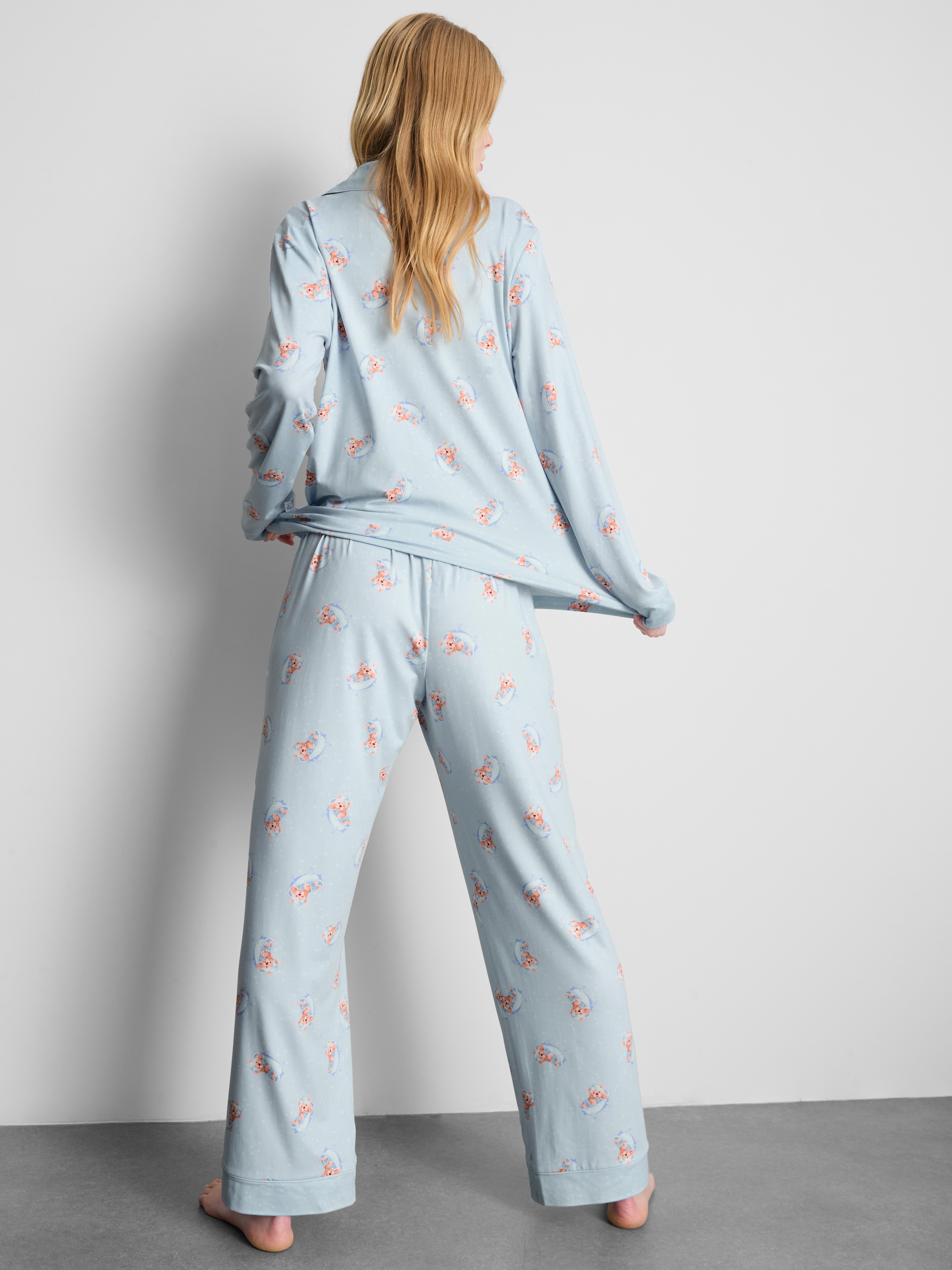 Women's Blue Love To Lounge Printed Boyfriend Pajamas | Primark