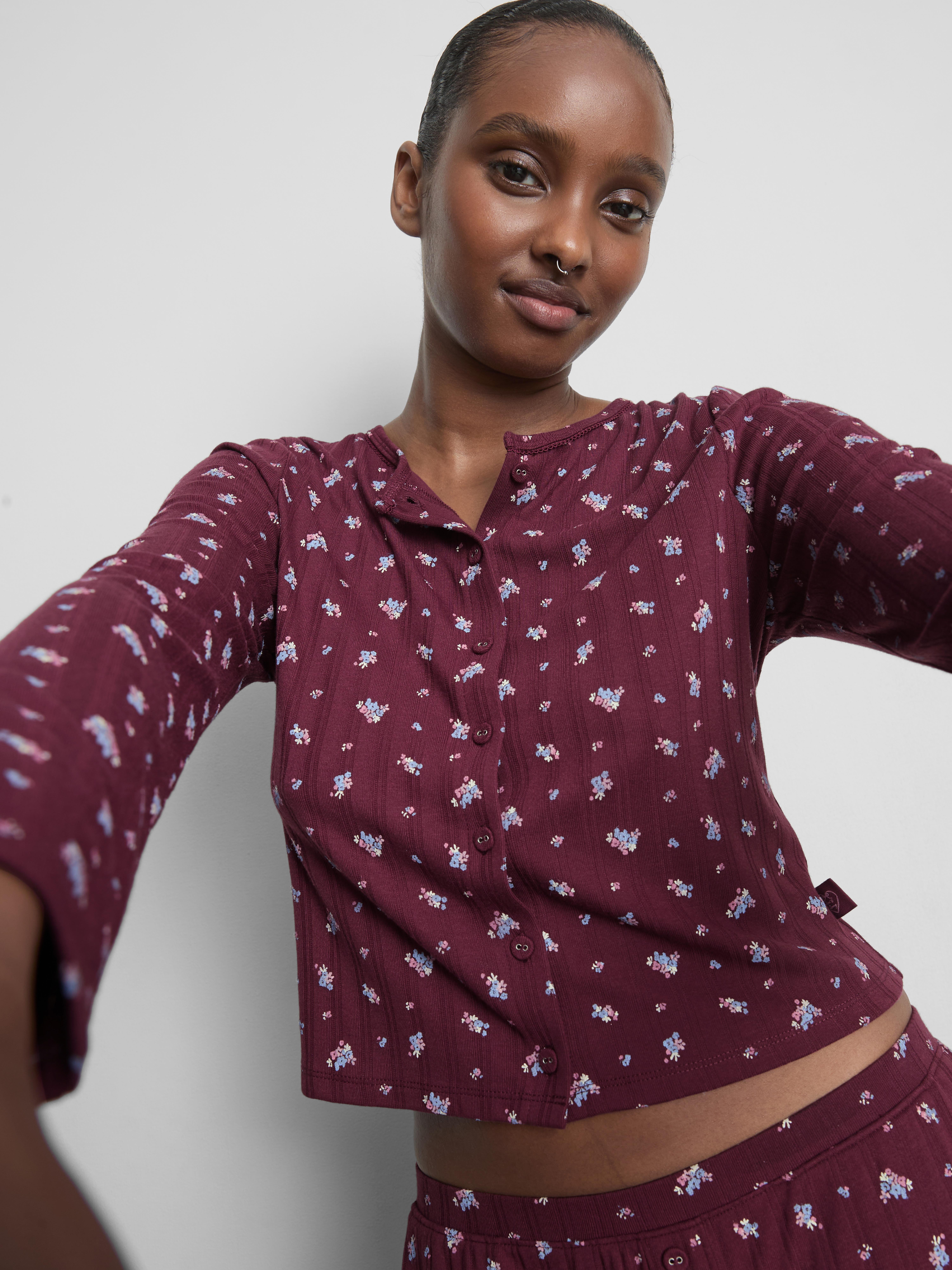 Love To Lounge Floral Button-Up Pajama Top