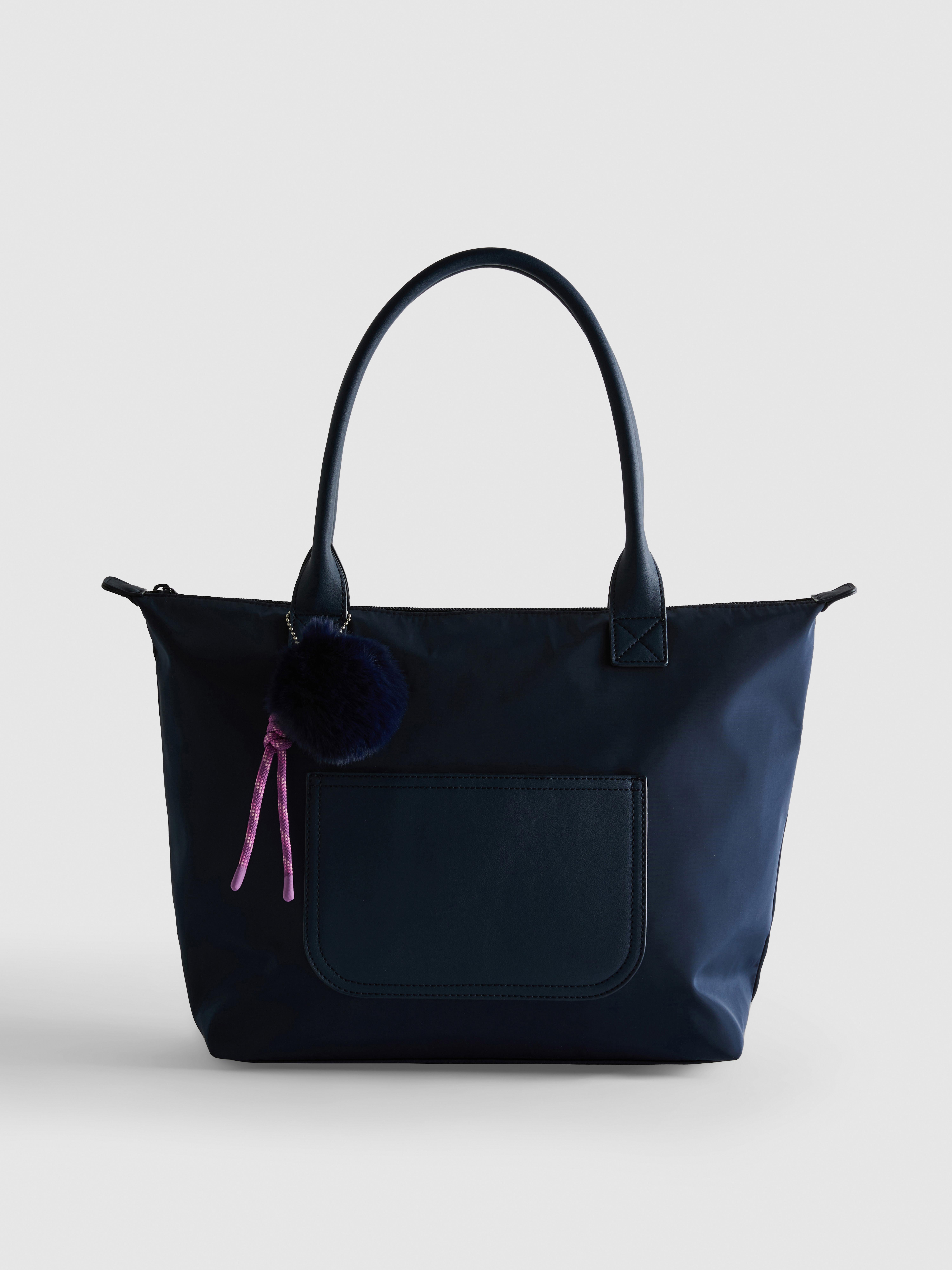 Girls Navy Zip Tote Bag With Charm | Primark