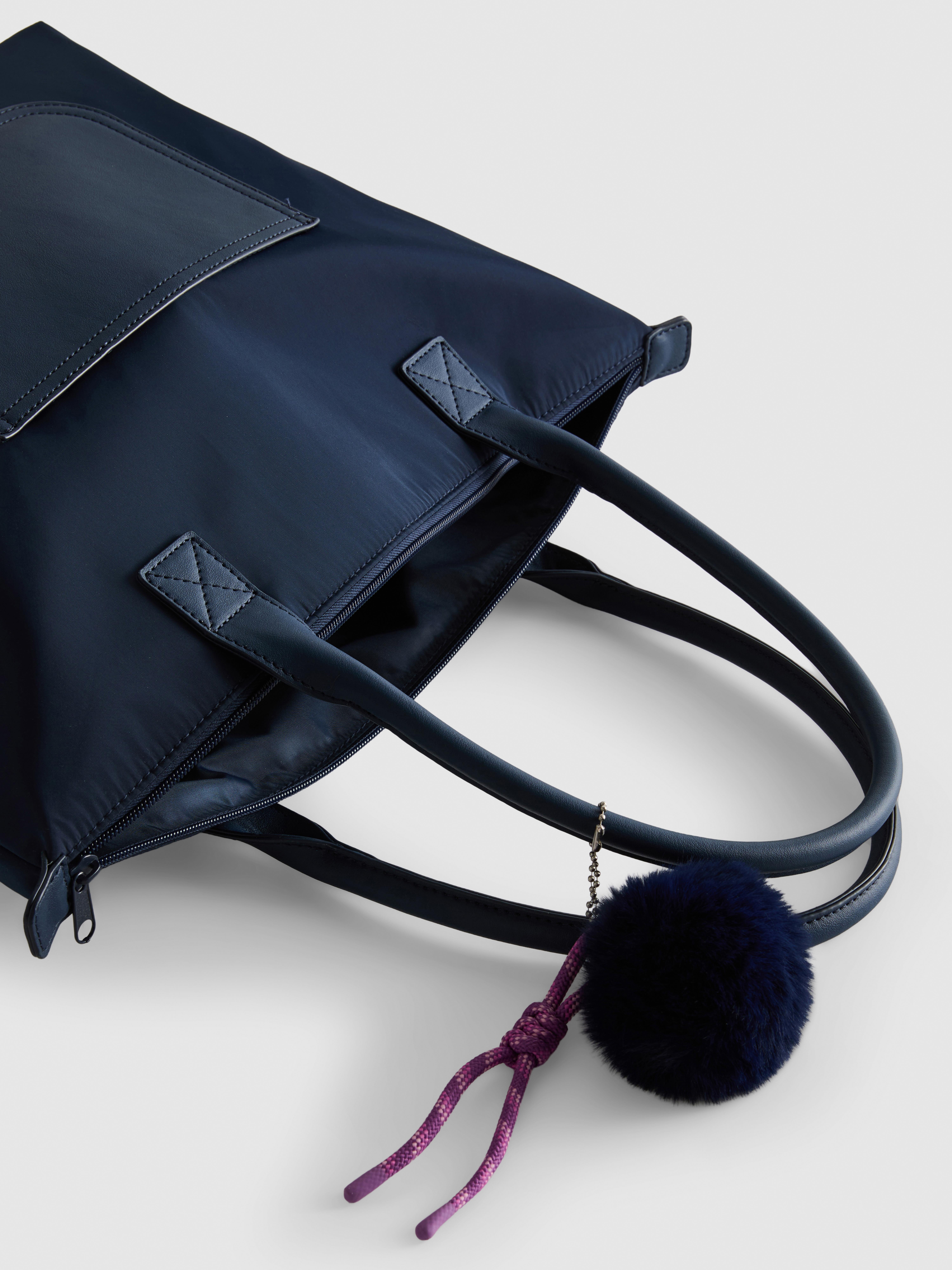Girls Navy Zip Tote Bag With Charm | Primark