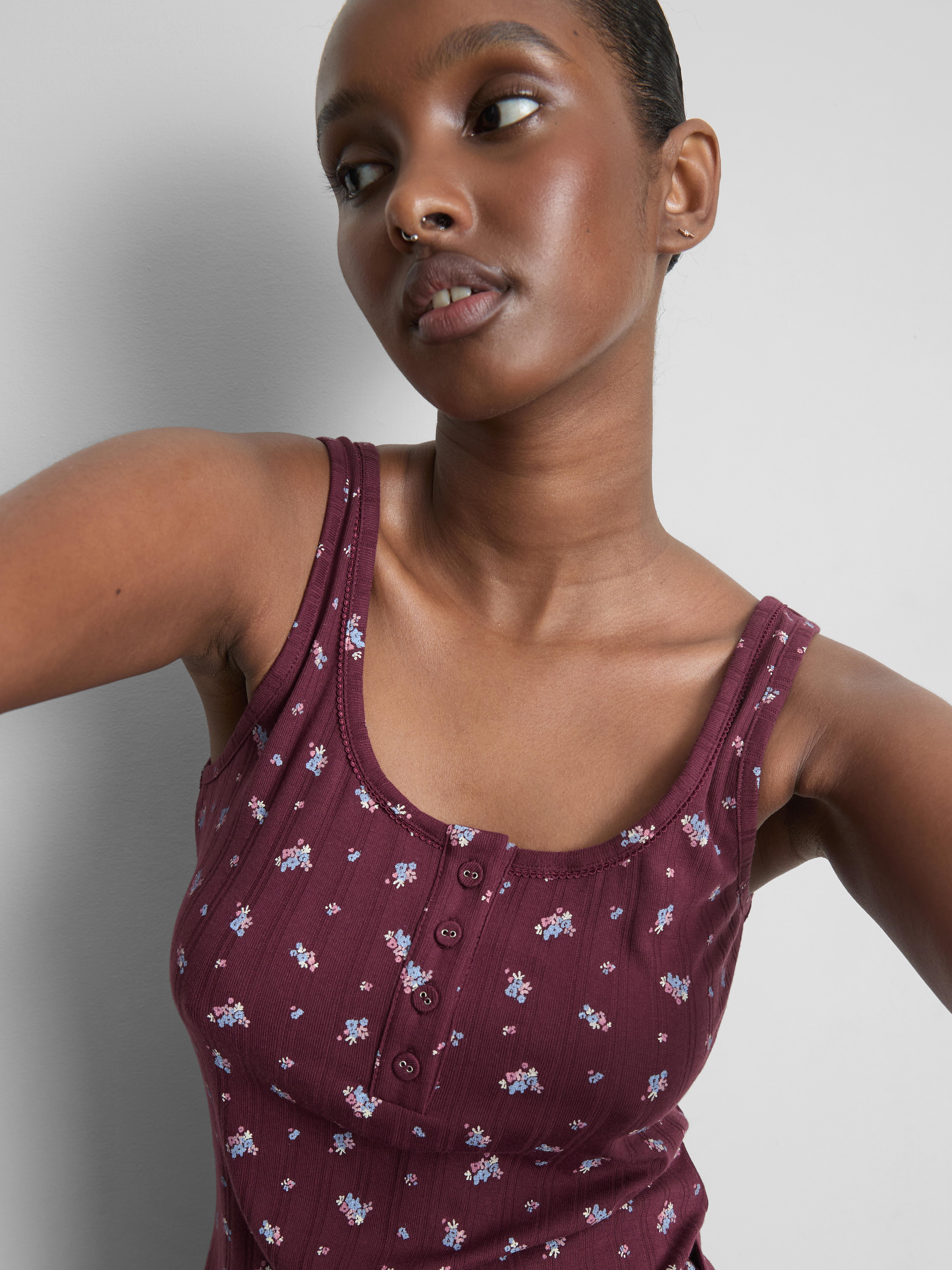 Love To Lounge Floral Print Pajama Tank Top