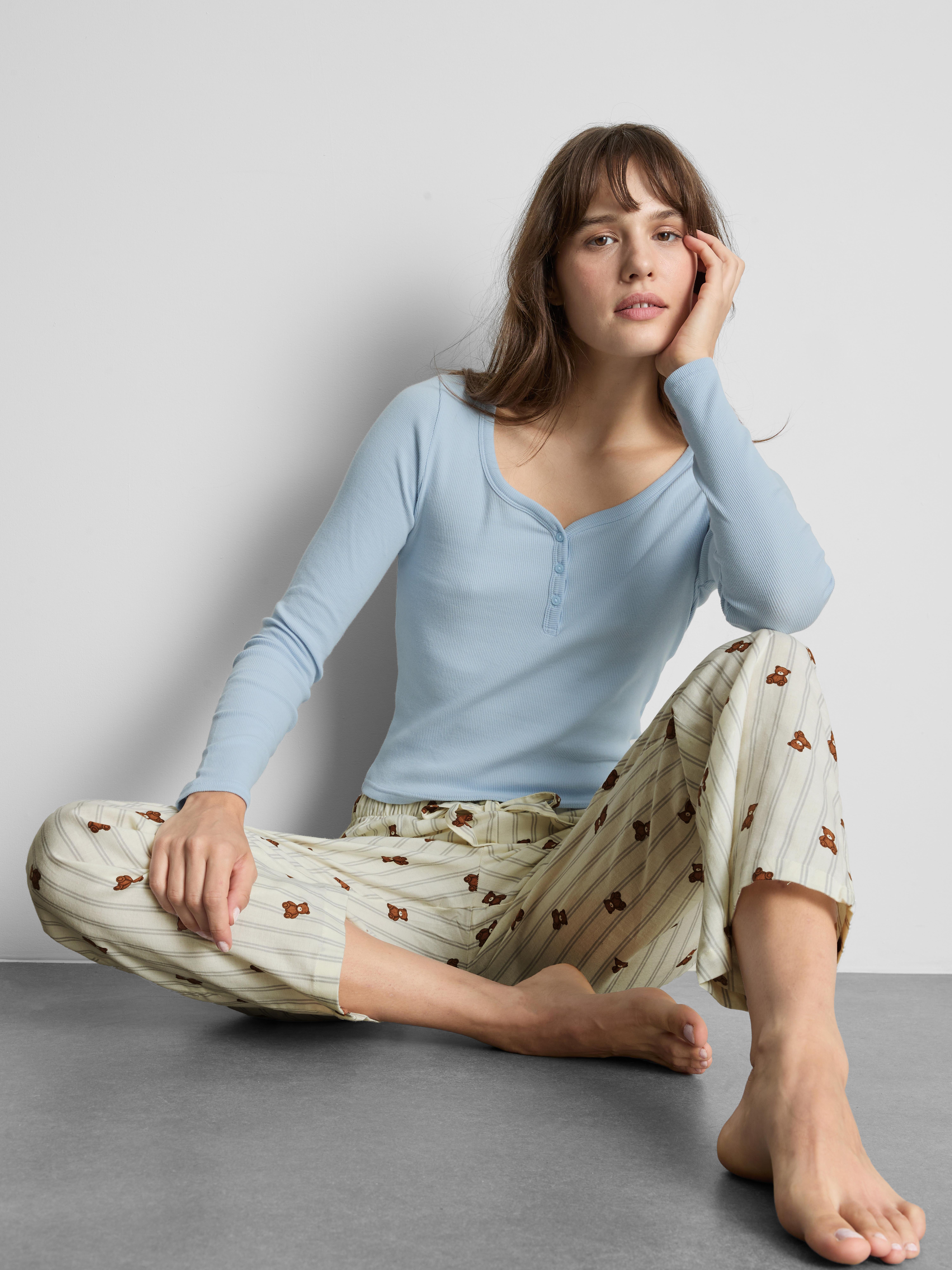 Cotton Henley Flannel Pajamas