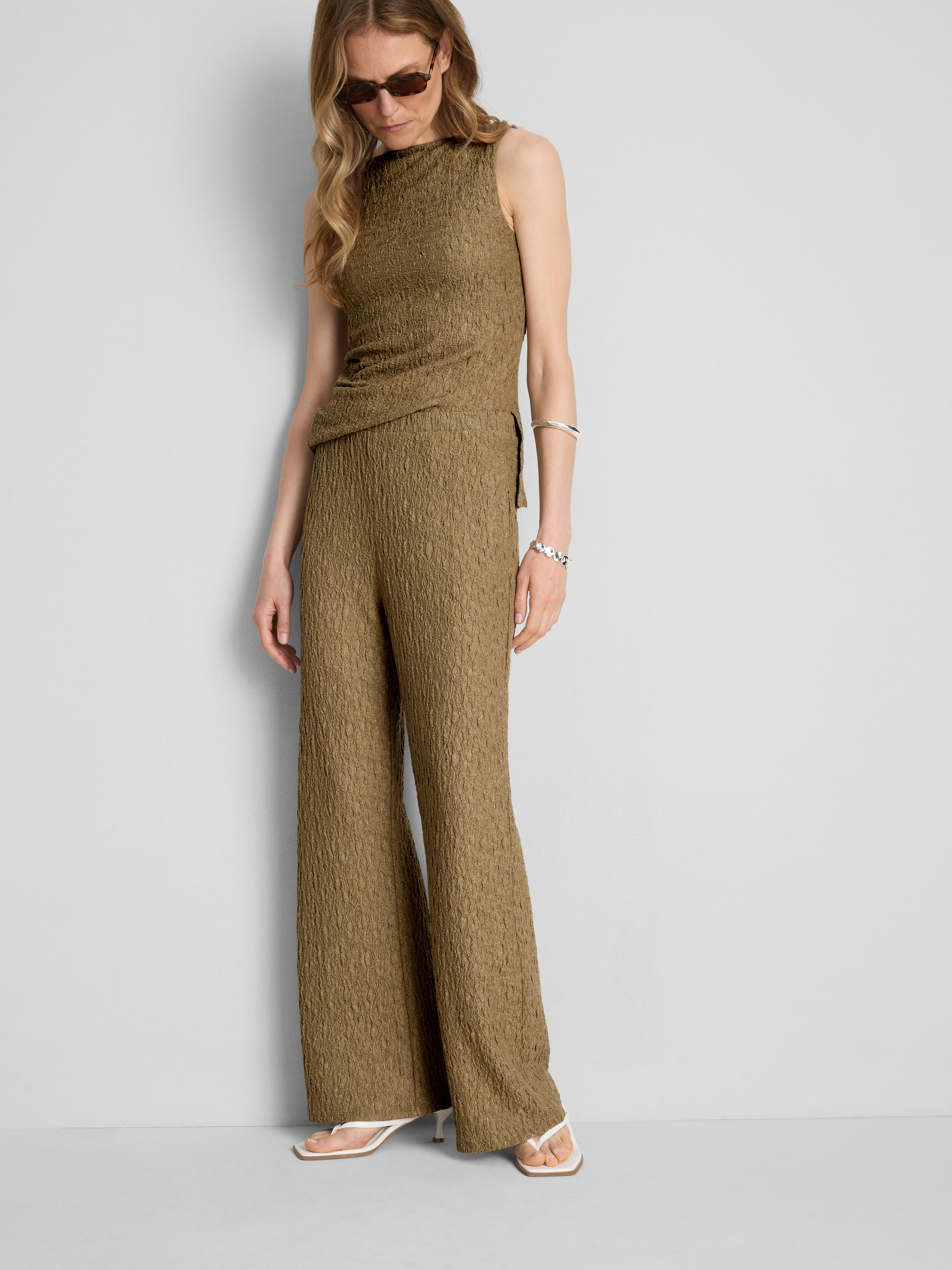 Straight-Leg Crinkle Pants