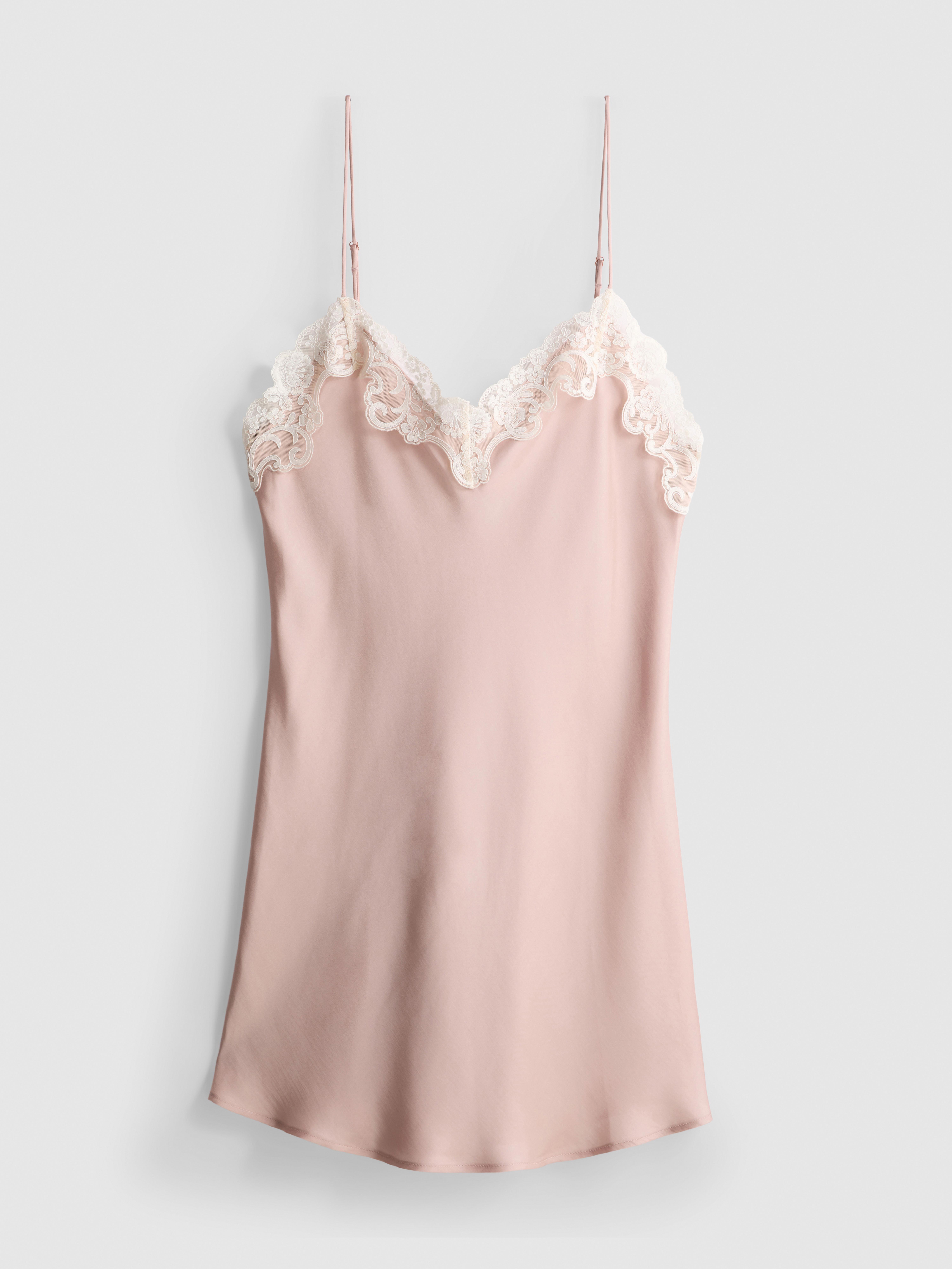 The Edit Satin Lace Trim Mini Chemise