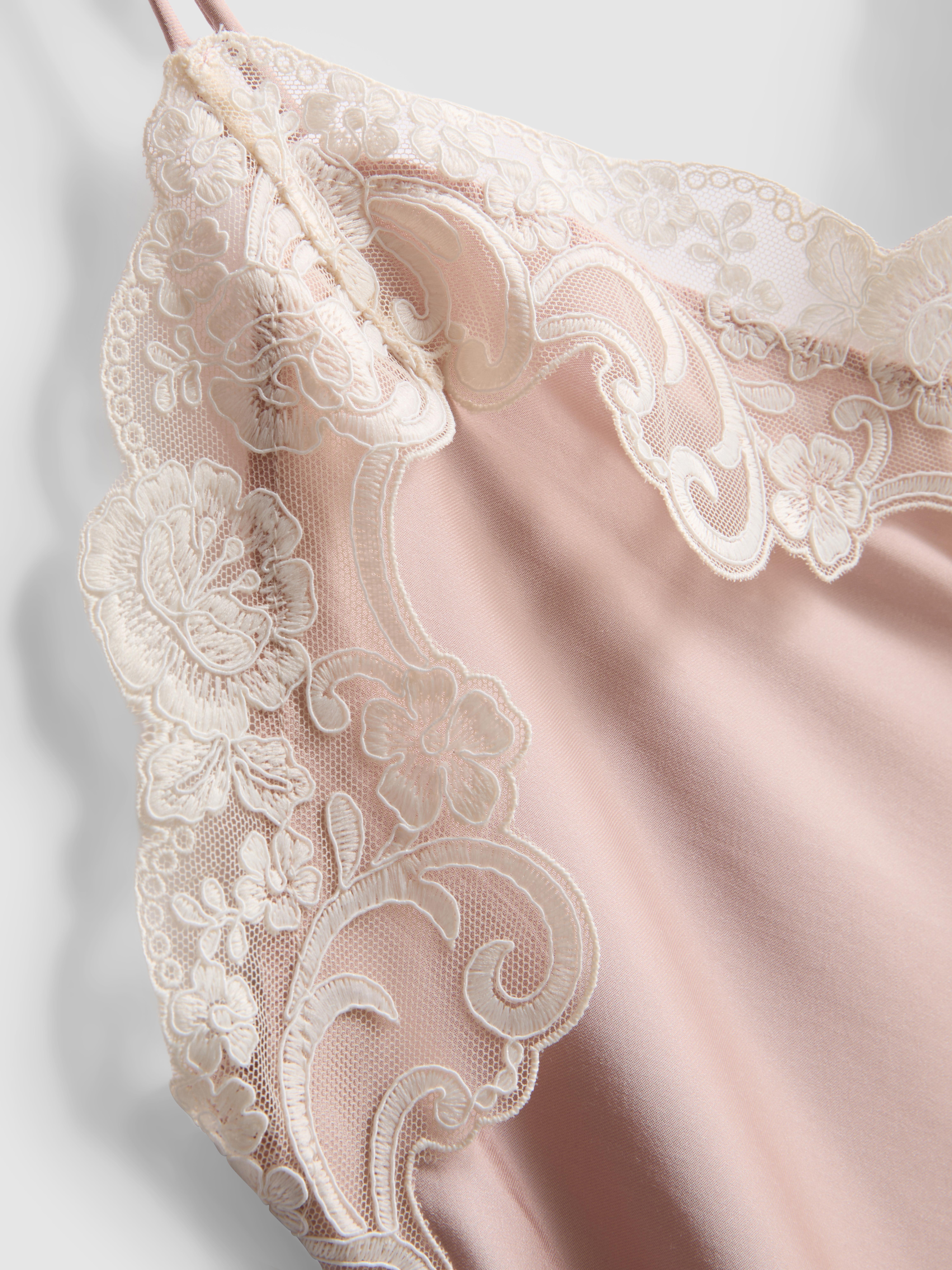 The Edit Satin Lace Trim Mini Chemise