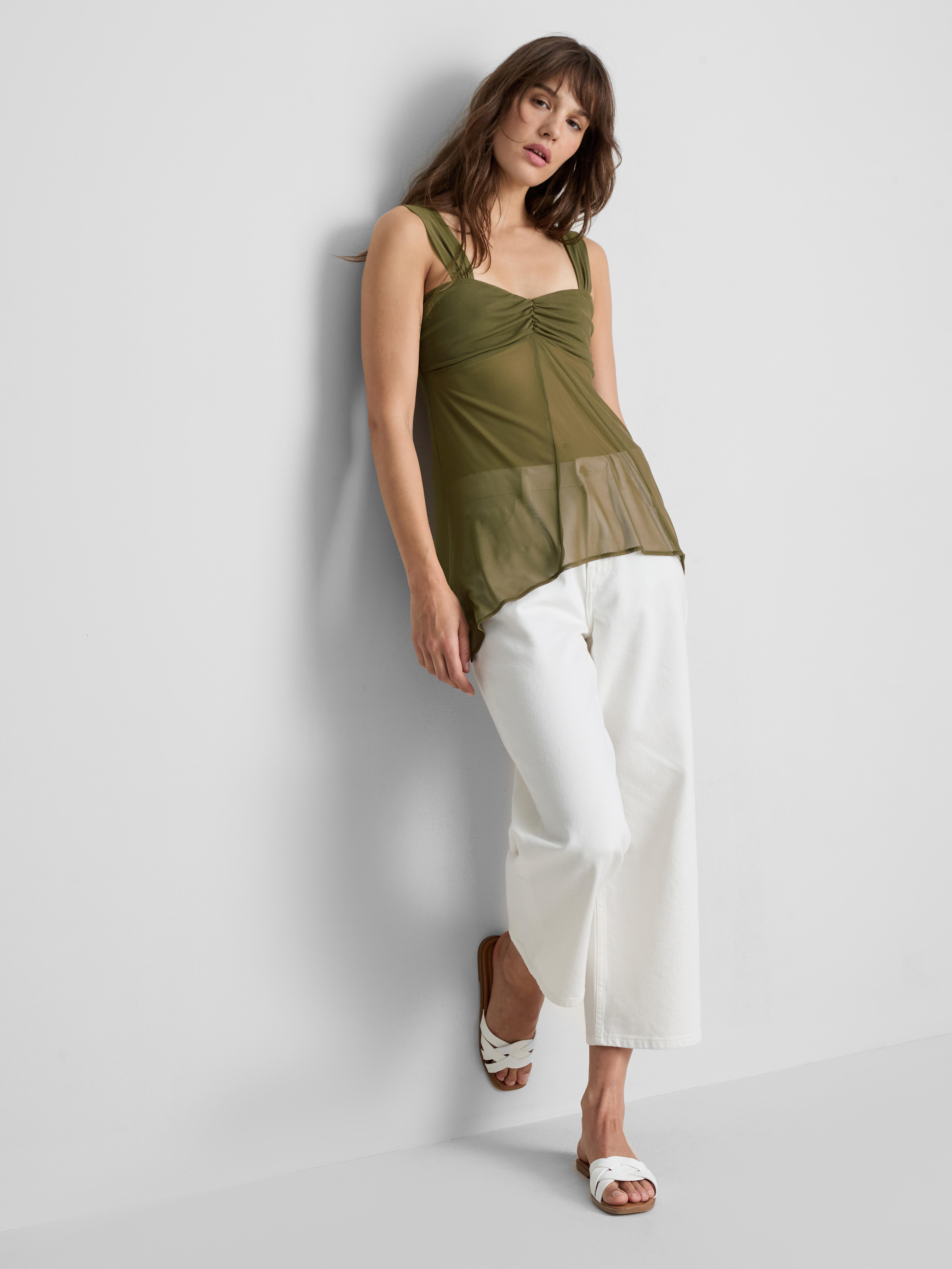 Sweetheart Mesh Cami Top Green
